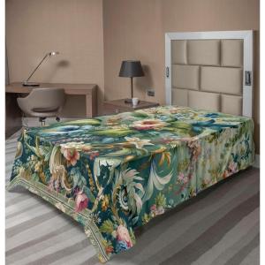 Ambesonne Floral Heart Flat Sheet, Tenderness of Romantic Garden Ivy Branches and Roses Valentines Day, Soft Comfortable Top Sheet Decorative Bedding 1 Piece, King Size, Laurel Green and Pink(Green Multicolor)