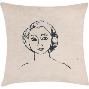 Ambesonne Mid Century Modern Boho Throw Pillow Cushion Cover, Abstract Simple Design Lady Silhouette Peach Tone Back, Decorative Square Accent Pillow Case, 26″ X 26″, Pale Mustard Dark Grey