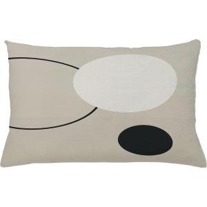 Ambesonne Mid Century Modern Boho Throw Pillow Cushion Cover, Contemporary Geometric Vibes Round and Circle Chill Print, Decorative Rectangle Accent Pillow Case, 26″ X 16″, Pale Sepia Dark Grey