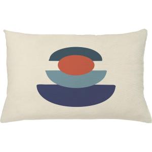 Ambesonne Mid Century Modern Boho Throw Pillow Cushion Cover, Geometric Balance with Semi Circles Weathered Effect, Decorative Rectangle Accent Pillow Case, 26″ X 16″, Eggshell and Paprika