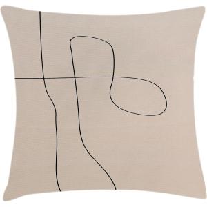Ambesonne Mid Century Modern Boho Throw Pillow Cushion Cover, Minimalist Themed Scribble Style Stripe on Nude Tone, Decorative Square Accent Pillow Case, 18″ X 18″, Pale Sepia Charcoal Grey