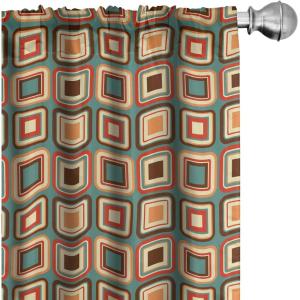Ambesonne Modern Curtains, Geometrical Pattern with Rounded Nested Squares Nostalgic Colorful Tiling Print, Window Treatments 2 Panel Set for Living Room Bedroom, Pair of – 28″ x 95″, Multicolor(Multi Color)