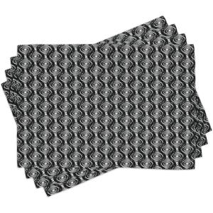 Ambesonne New York Place Mats Set of 4, NYC Exquisite Skyline Manhattan Old Neighborhood Tourist Country Print, Washable Fabric Placemats for Dining Table, Standard Size, Purple and Yellow(Black and White)