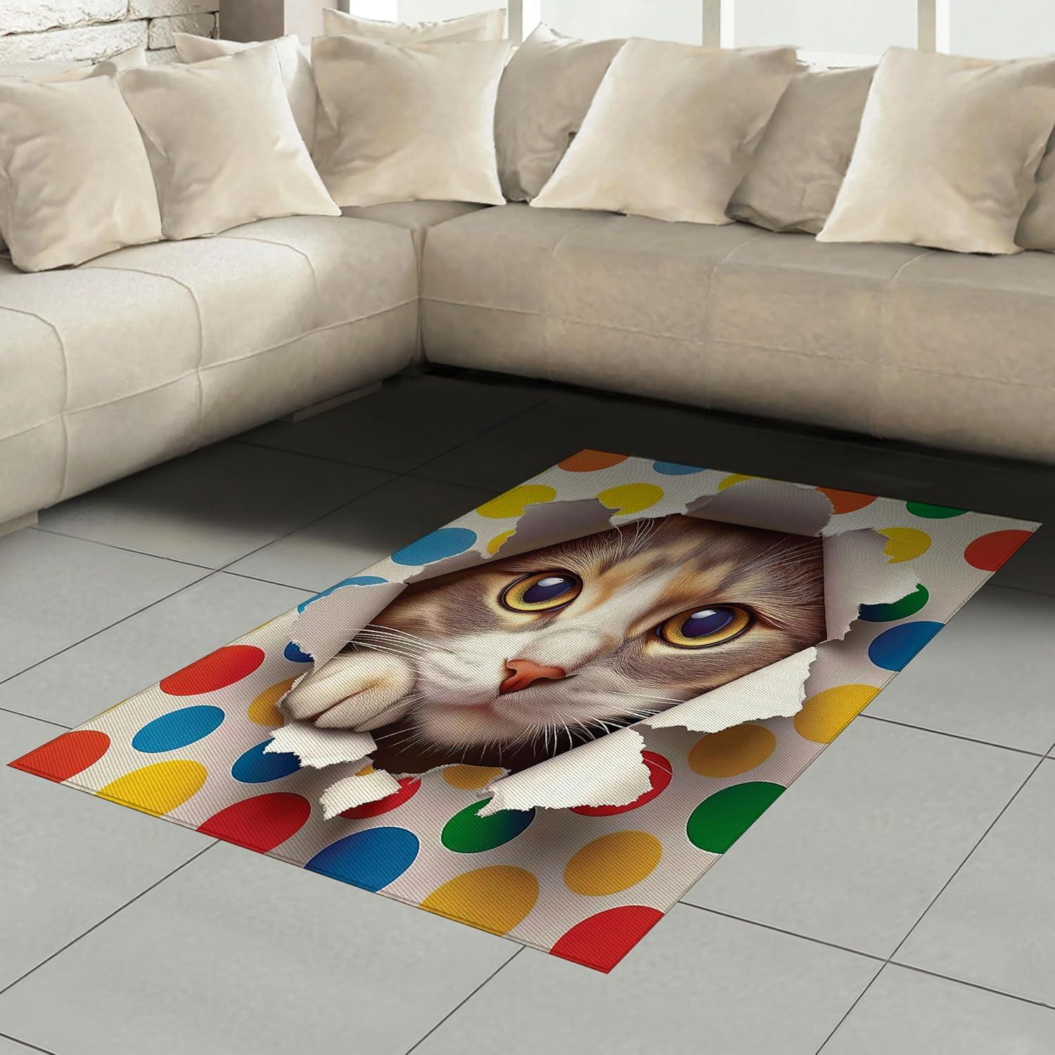 imageAmbesonne Cat Area Rug Romantic Date Night of Kitties Drinking Milkshake Cozy Night Scene Valentines Flat Woven Accent Rug for Living Room Bedroom Dining Room 4 X 5 7 Dark Blue ApricotMulti Color