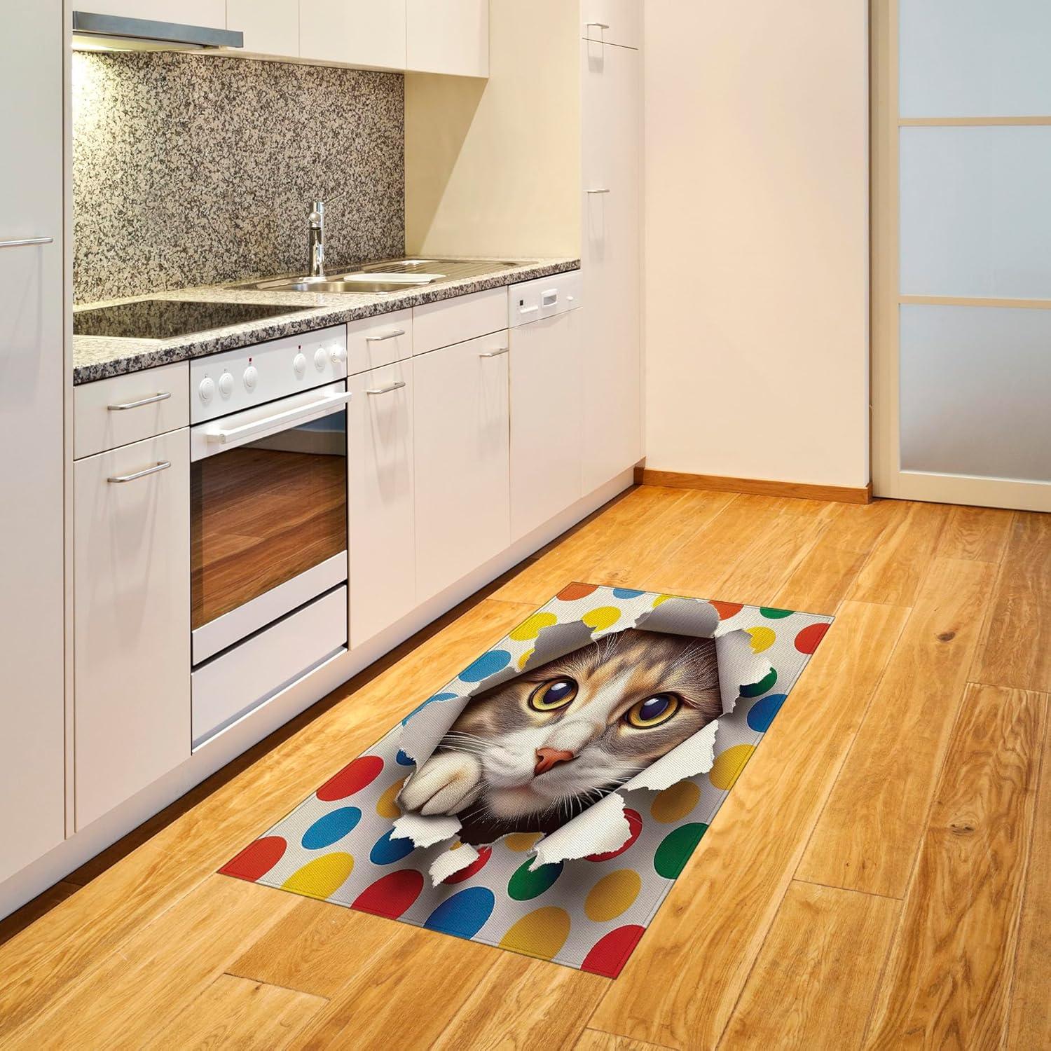 imageAmbesonne Cat Area Rug Romantic Date Night of Kitties Drinking Milkshake Cozy Night Scene Valentines Flat Woven Accent Rug for Living Room Bedroom Dining Room 4 X 5 7 Dark Blue ApricotMulti Color