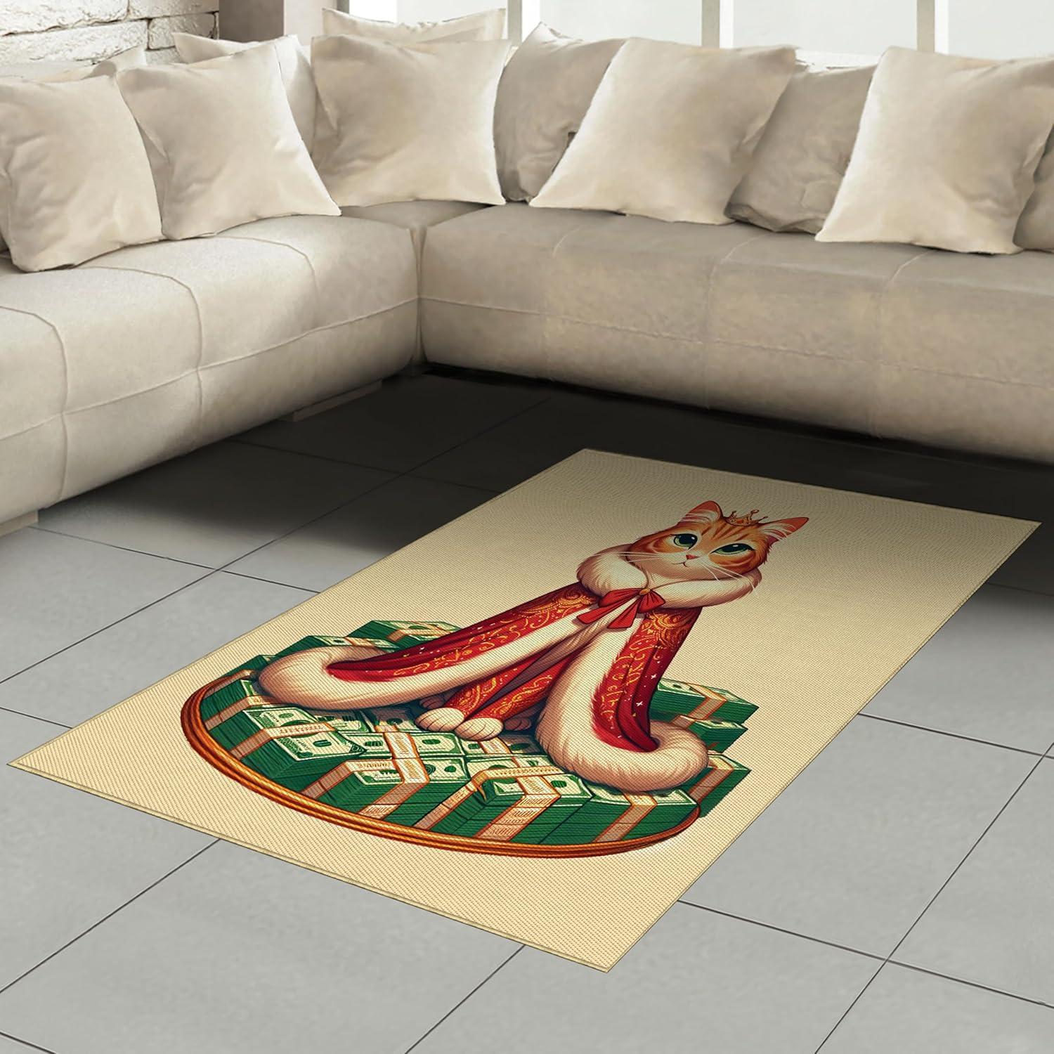 imageAmbesonne Cat Area Rug Romantic Date Night of Kitties Drinking Milkshake Cozy Night Scene Valentines Flat Woven Accent Rug for Living Room Bedroom Dining Room 4 X 5 7 Dark Blue ApricotCream Hunter Green and Orange