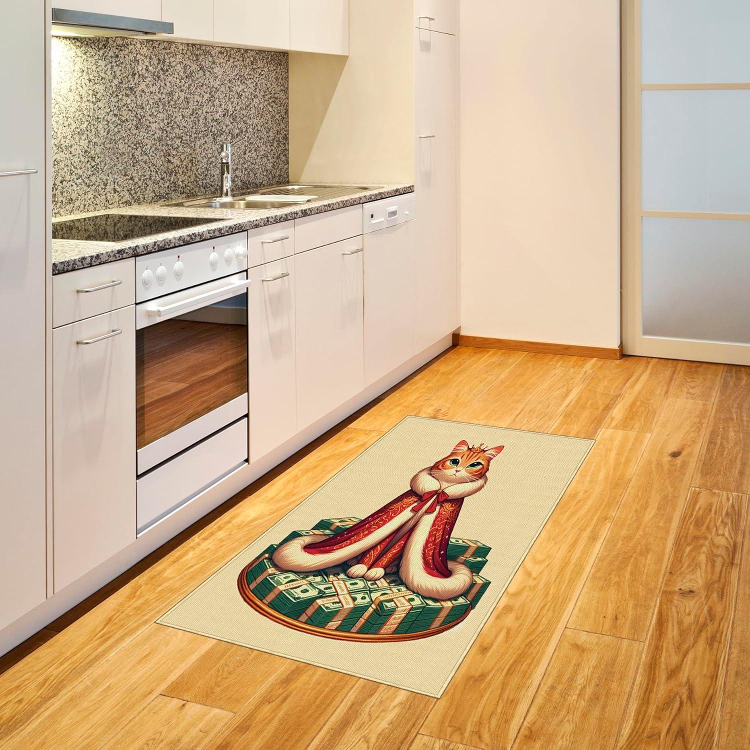 imageAmbesonne Cat Area Rug Romantic Date Night of Kitties Drinking Milkshake Cozy Night Scene Valentines Flat Woven Accent Rug for Living Room Bedroom Dining Room 4 X 5 7 Dark Blue ApricotCream Hunter Green and Orange