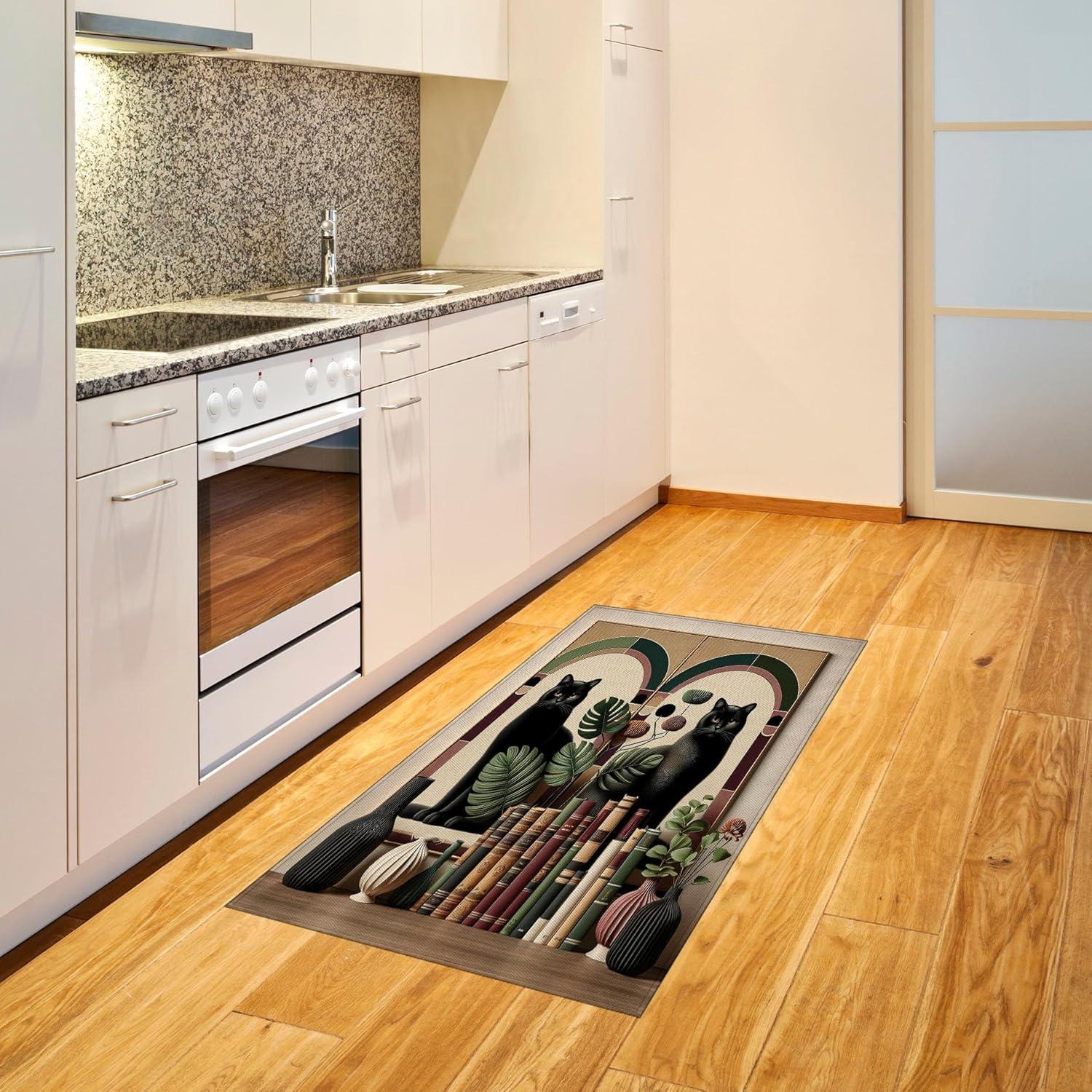 imageAmbesonne Cat Area Rug Romantic Date Night of Kitties Drinking Milkshake Cozy Night Scene Valentines Flat Woven Accent Rug for Living Room Bedroom Dining Room 4 X 5 7 Dark Blue ApricotSand Brown Maroon Green