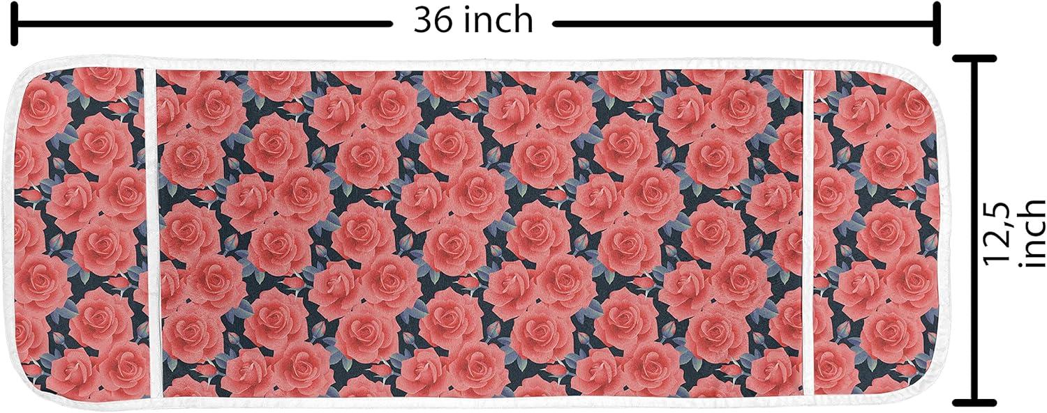 imageAmbesonne Floral Microwave Oven Cover Romantic Roses for Lovers Valentines Shabby Perennial Flower Buds Pattern Water Resistant Organizer with Pockets for Kitchen 36 x 12 Dark Coral Dark BlueDark Coral Dark Blue