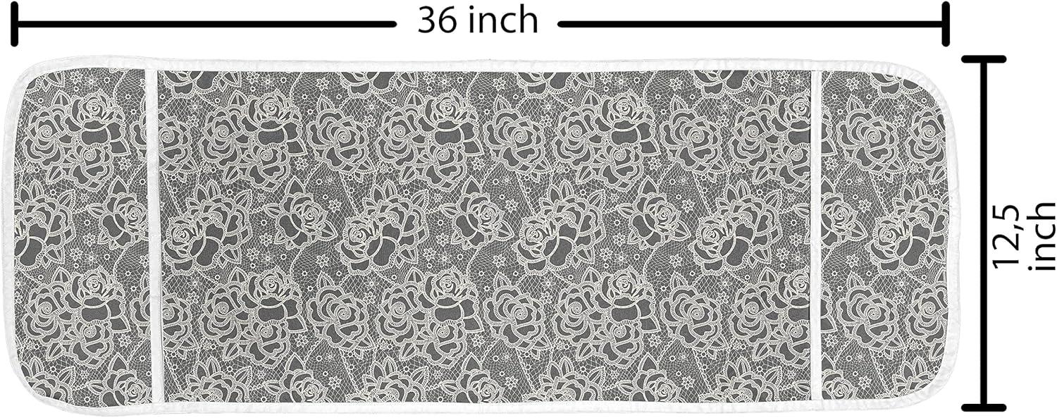 imageAmbesonne Floral Microwave Oven Cover Romantic Roses for Lovers Valentines Shabby Perennial Flower Buds Pattern Water Resistant Organizer with Pockets for Kitchen 36 x 12 Dark Coral Dark BlueDark Taupe Cream