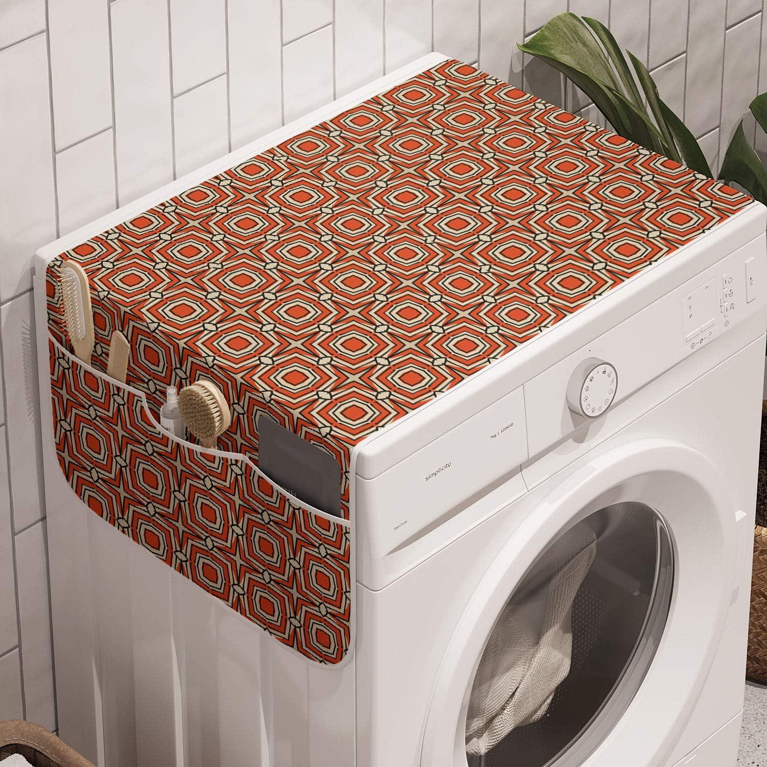 imageAmbesonne Floral Microwave Oven Cover Romantic Roses for Lovers Valentines Shabby Perennial Flower Buds Pattern Water Resistant Organizer with Pockets for Kitchen 36 x 12 Dark Coral Dark BlueBurnt Sienna Beige