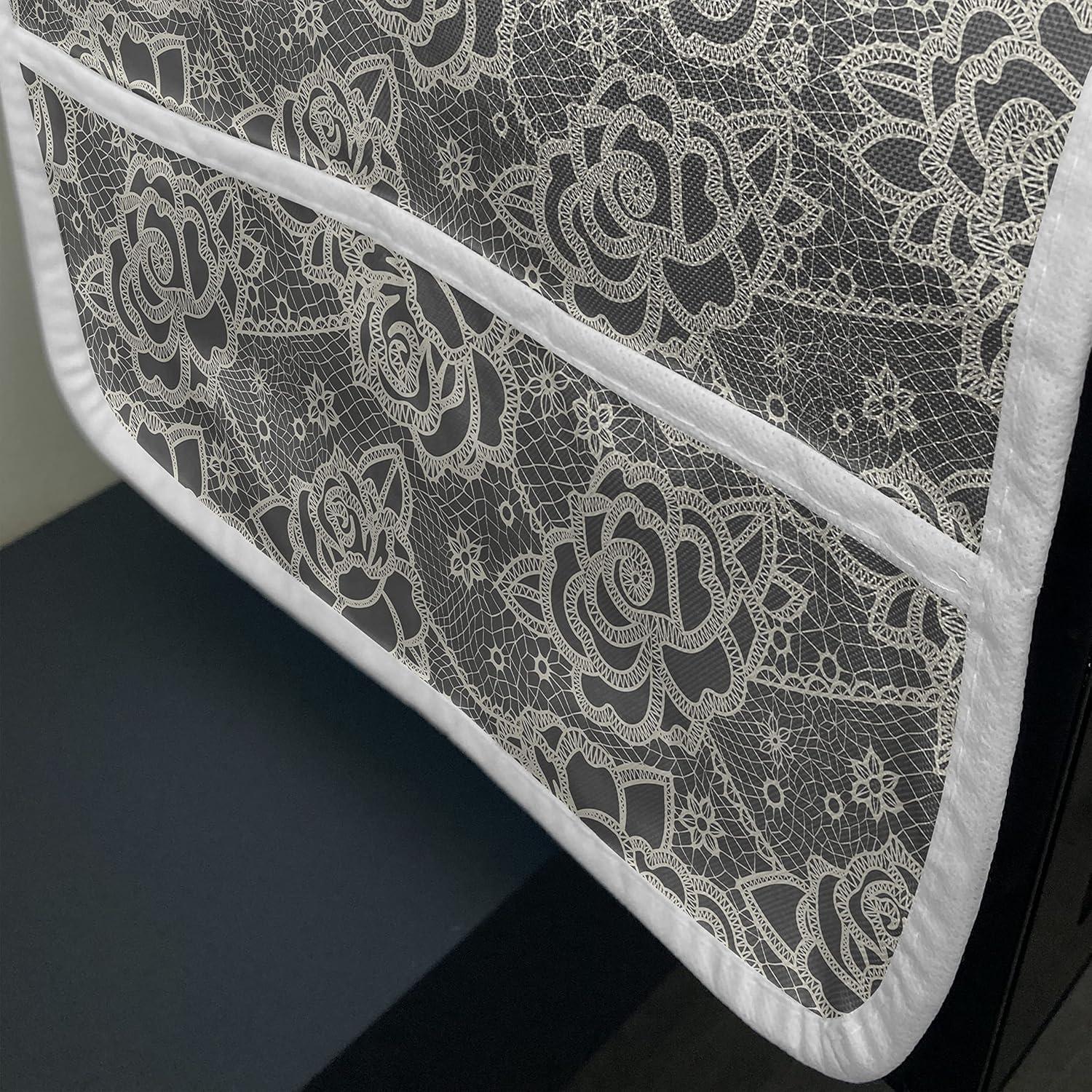 imageAmbesonne Floral Microwave Oven Cover Romantic Roses for Lovers Valentines Shabby Perennial Flower Buds Pattern Water Resistant Organizer with Pockets for Kitchen 36 x 12 Dark Coral Dark BlueDark Taupe Cream