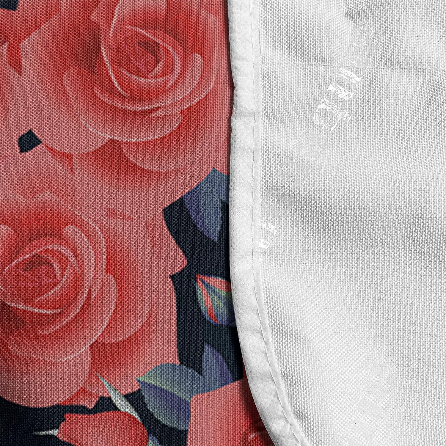 imageAmbesonne Floral Microwave Oven Cover Romantic Roses for Lovers Valentines Shabby Perennial Flower Buds Pattern Water Resistant Organizer with Pockets for Kitchen 36 x 12 Dark Coral Dark BlueDark Coral Dark Blue
