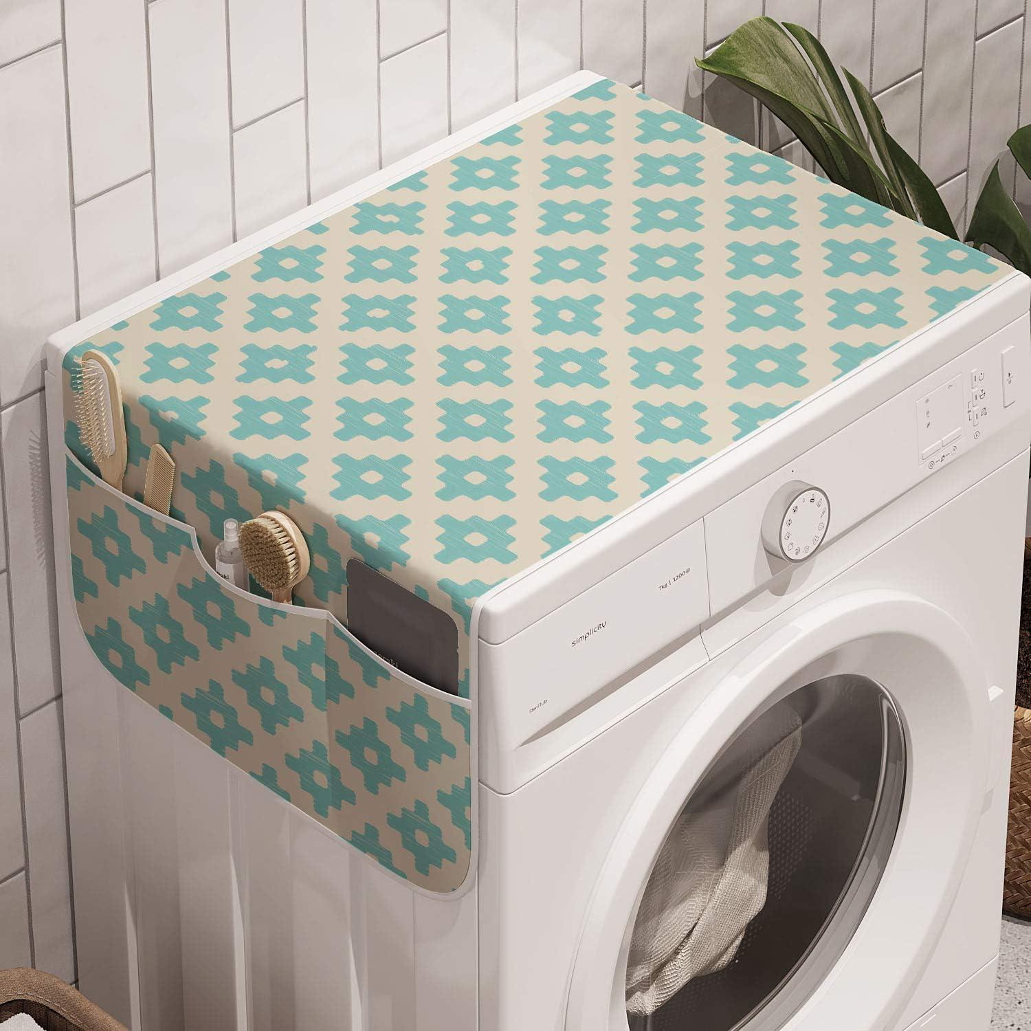 imageAmbesonne Floral Microwave Oven Cover Romantic Roses for Lovers Valentines Shabby Perennial Flower Buds Pattern Water Resistant Organizer with Pockets for Kitchen 36 x 12 Dark Coral Dark BlueTurquoise and Beige