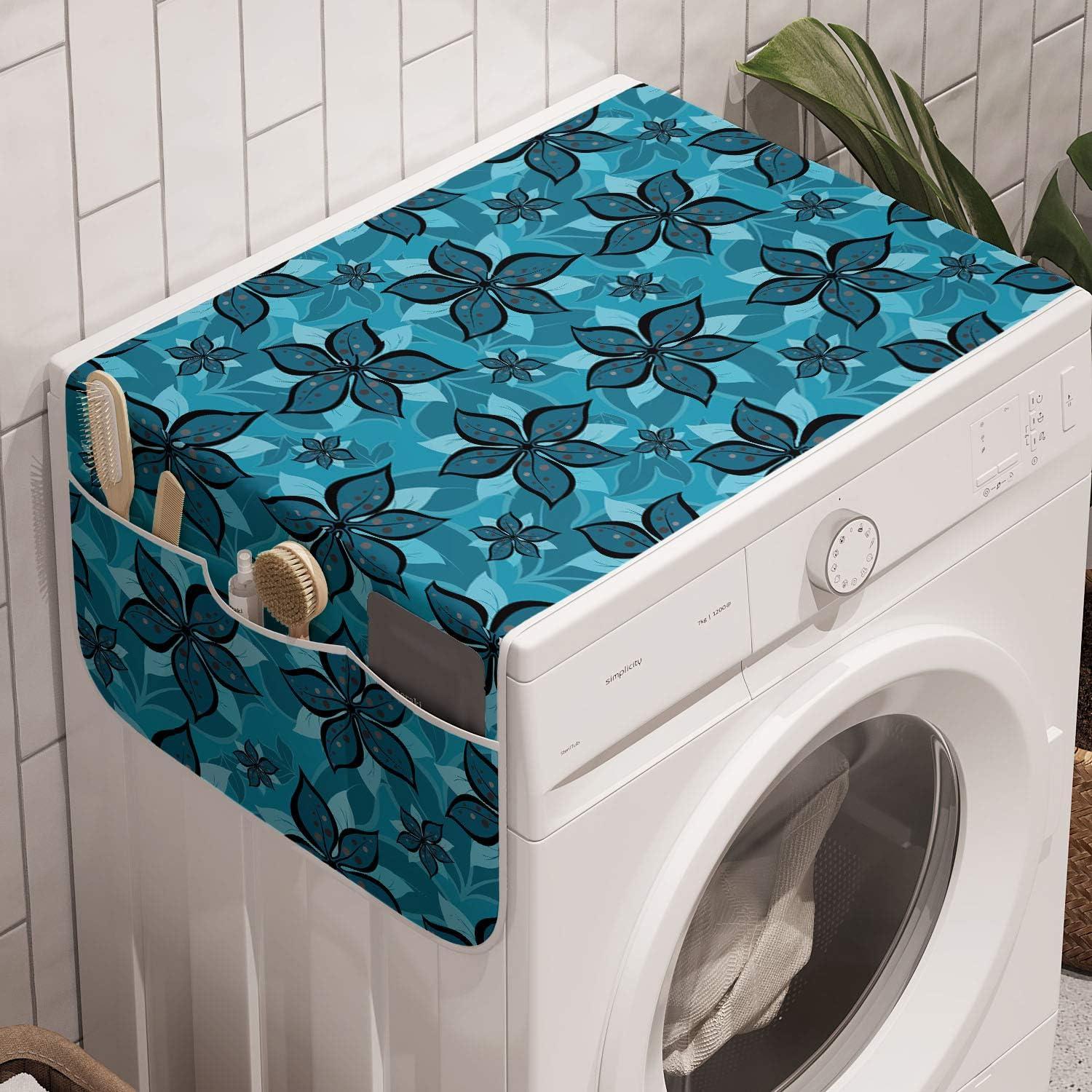 imageAmbesonne Floral Microwave Oven Cover Romantic Roses for Lovers Valentines Shabby Perennial Flower Buds Pattern Water Resistant Organizer with Pockets for Kitchen 36 x 12 Dark Coral Dark BluePetrol Blue and Aqua