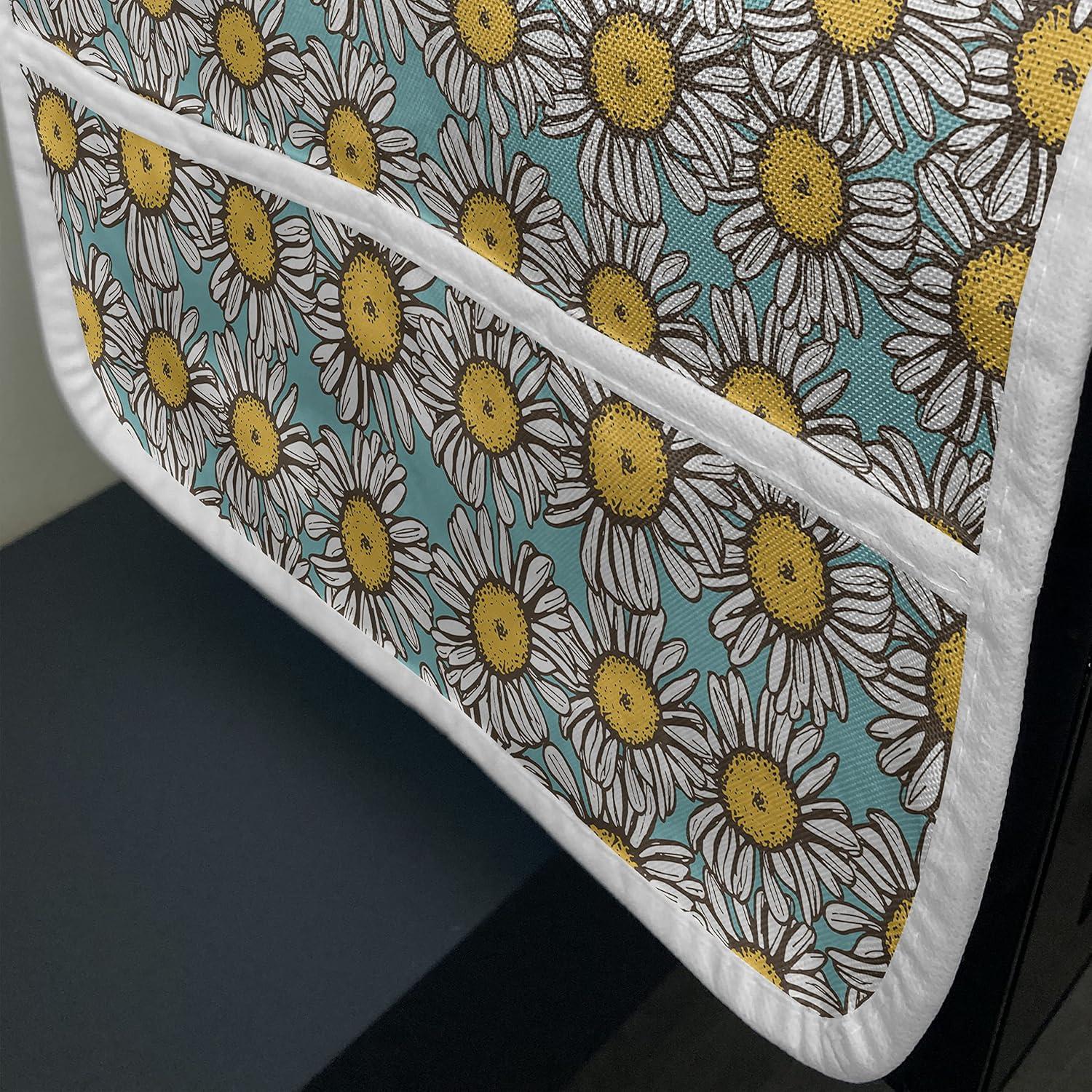 imageAmbesonne Floral Microwave Oven Cover Romantic Roses for Lovers Valentines Shabby Perennial Flower Buds Pattern Water Resistant Organizer with Pockets for Kitchen 36 x 12 Dark Coral Dark BluePale Blue Marigold White