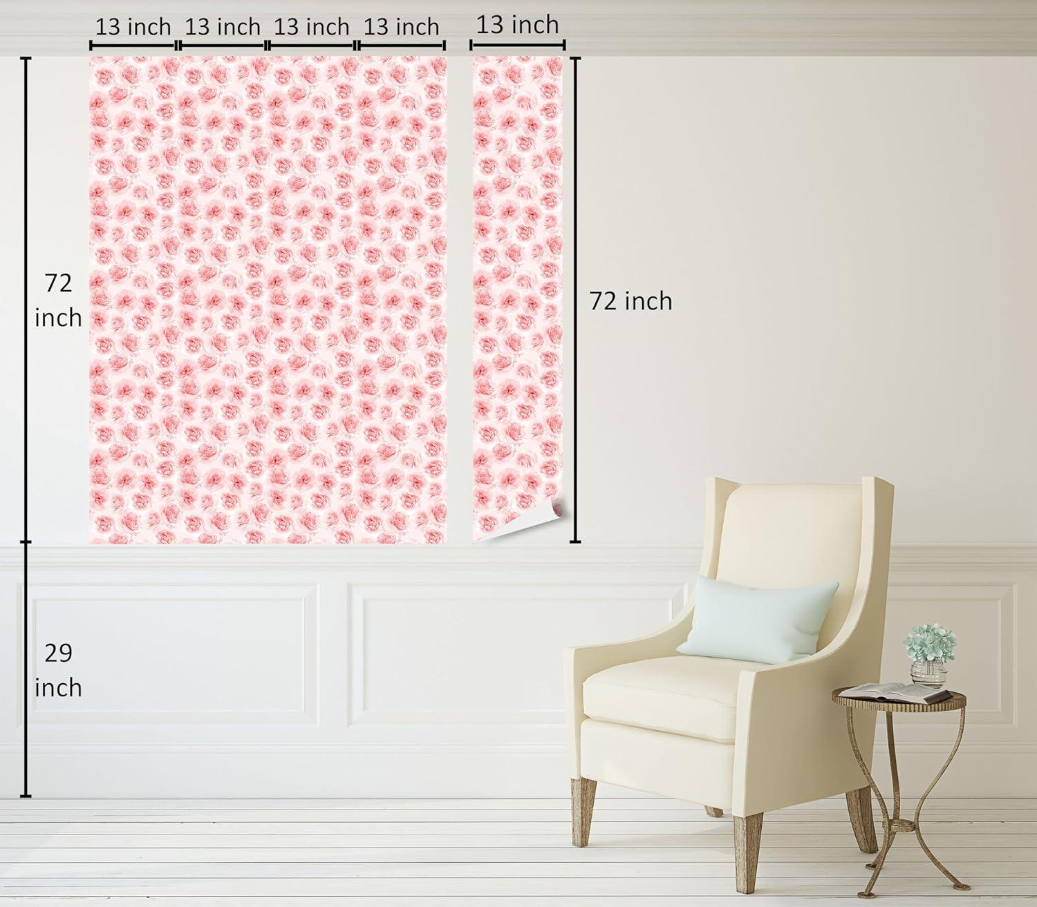 imageAmbesonne Floral Peel amp Stick Wallpaper for Home Valentines Day Concept Art Pastel Repetitive Roses Pattern Plot SelfAdhesive Living Room Kitchen Accent 13 x 72 Dark Pink Blush and White