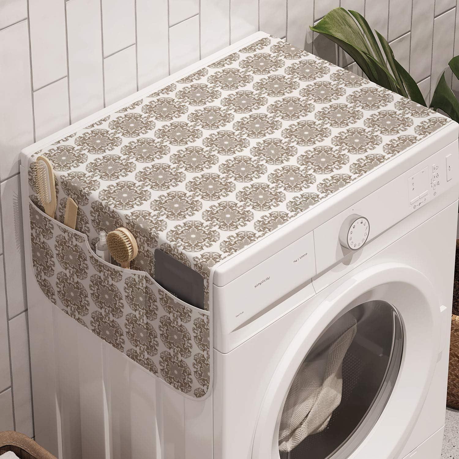 imageAmbesonne Romantic Microwave Oven Cover Valentines Hearts Lovers Heartbroken Amour Graphic on Plain Backdrop Water Resistant Organizer with Pockets for Kitchen 36 x 12 Vermilion Pale OrangeTaupe White