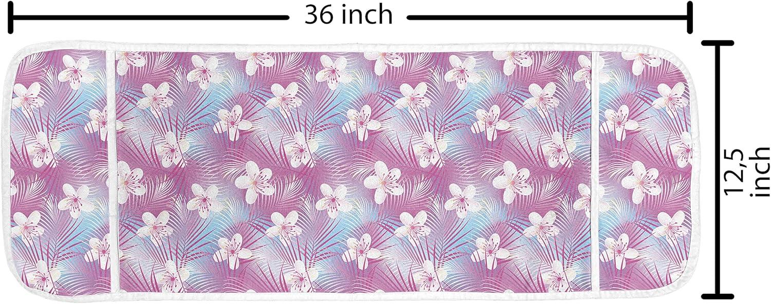 imageAmbesonne Romantic Microwave Oven Cover Valentines Hearts Lovers Heartbroken Amour Graphic on Plain Backdrop Water Resistant Organizer with Pockets for Kitchen 36 x 12 Vermilion Pale OrangeHot Pink and White