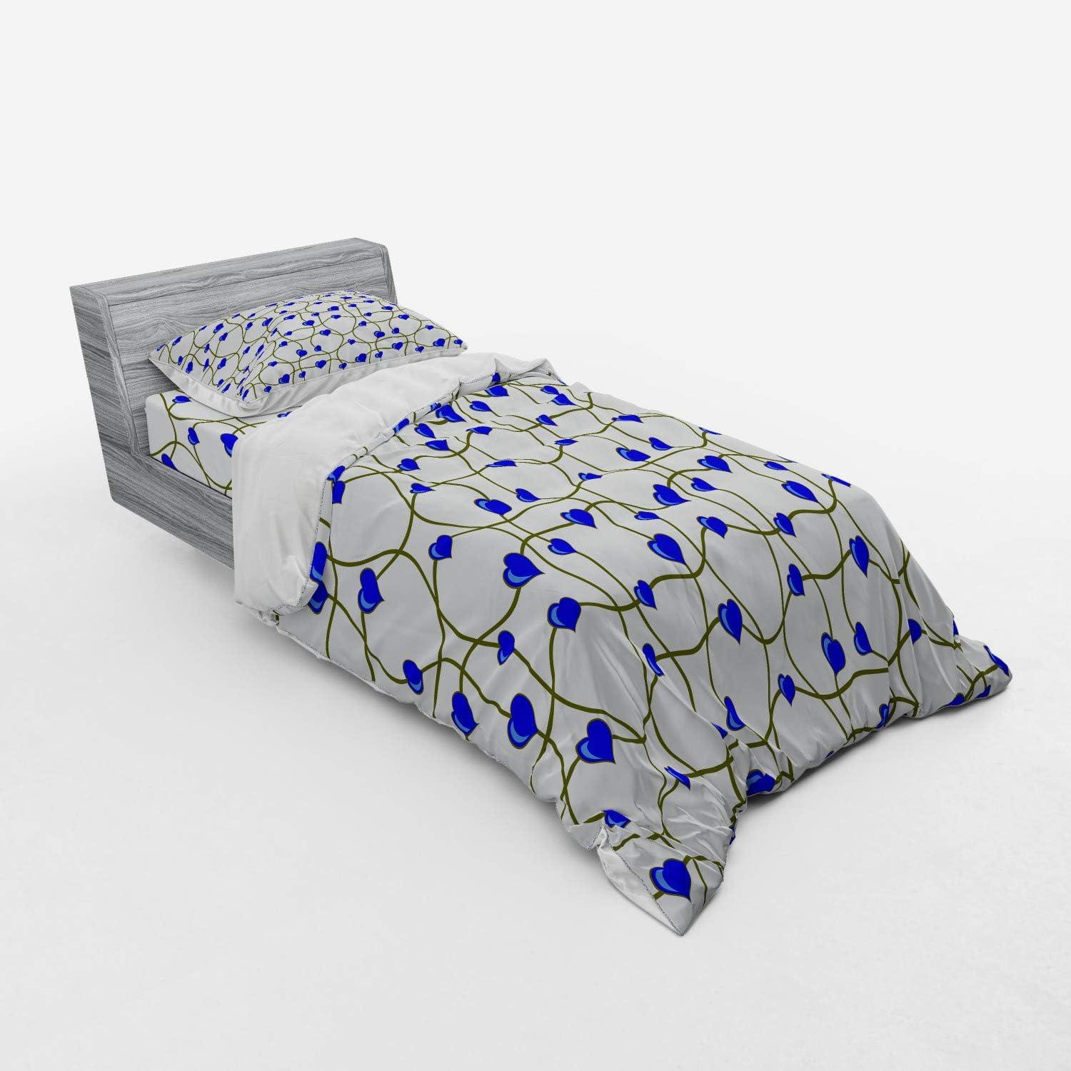 imageAmbesonne Valentines Bedding Set Geometric Themed Illustration with Lines and Hearts Romantic Valentines Day 4 Piece Duvet Cover Set with Shams and Fitted Sheet Queen Size Red Black WhiteRed Black White