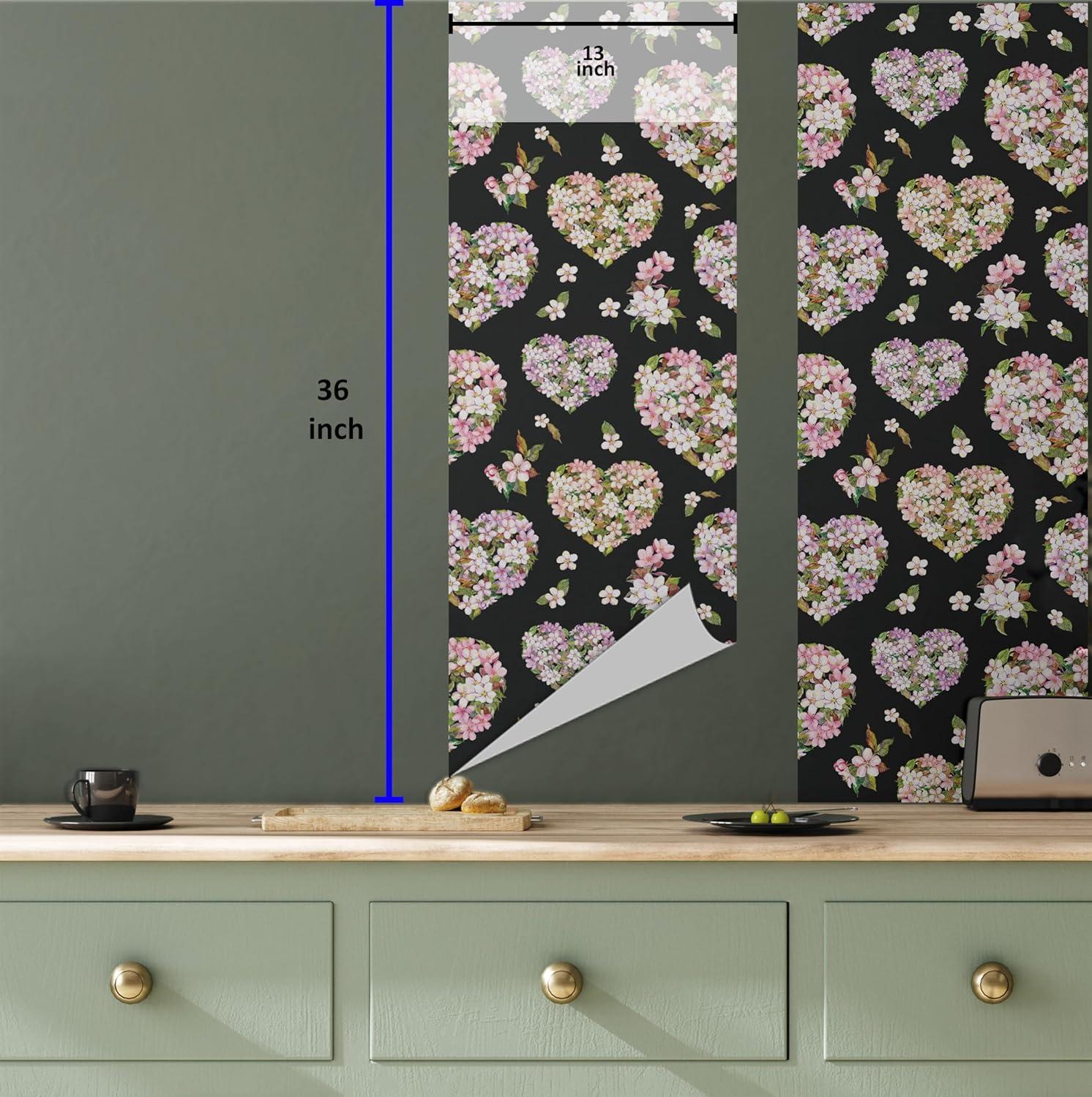 imageAmbesonne Valentines Day Peel amp Stick Wallpaper for Home Sakura Flowers Pattern Repetitive Heart Shapes Romantic Art SelfAdhesive Living Room Kitchen Accent 13 x 36 Sage Green and Soft Pink