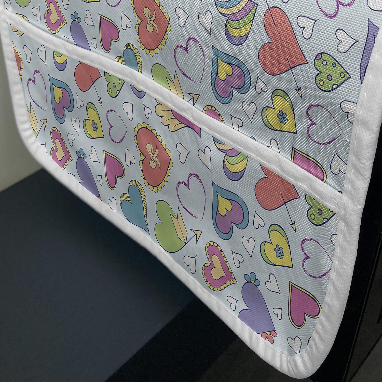 imageAmbesonne Valentines Microwave Oven Cover Various Kinds of Hand Drawn Style Colorful Hearts with Wings Arrows and Flowers Water Resistant Organizer with Pockets for Kitchen 36 x 12 MulticolorMulticolor