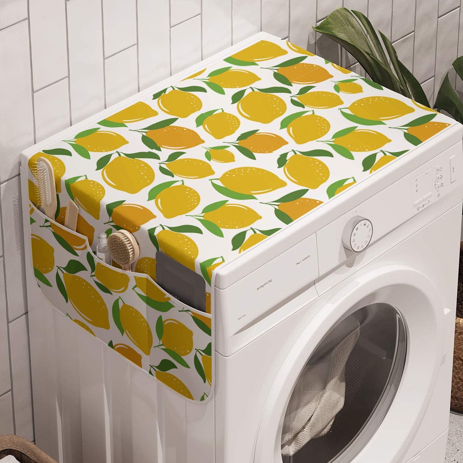 imageAmbesonne Vintage Valentine Microwave Oven Cover Hearts and Rounds on Curvilinear Lines Water Resistant Organizer with Pockets for Kitchen 36 x 12 Pale Pink PinkEarth Yellow White Green