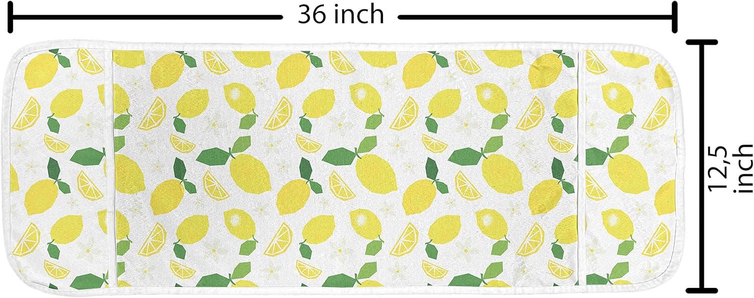 imageAmbesonne Vintage Valentine Microwave Oven Cover Hearts and Rounds on Curvilinear Lines Water Resistant Organizer with Pockets for Kitchen 36 x 12 Pale Pink PinkYellow Fern Green