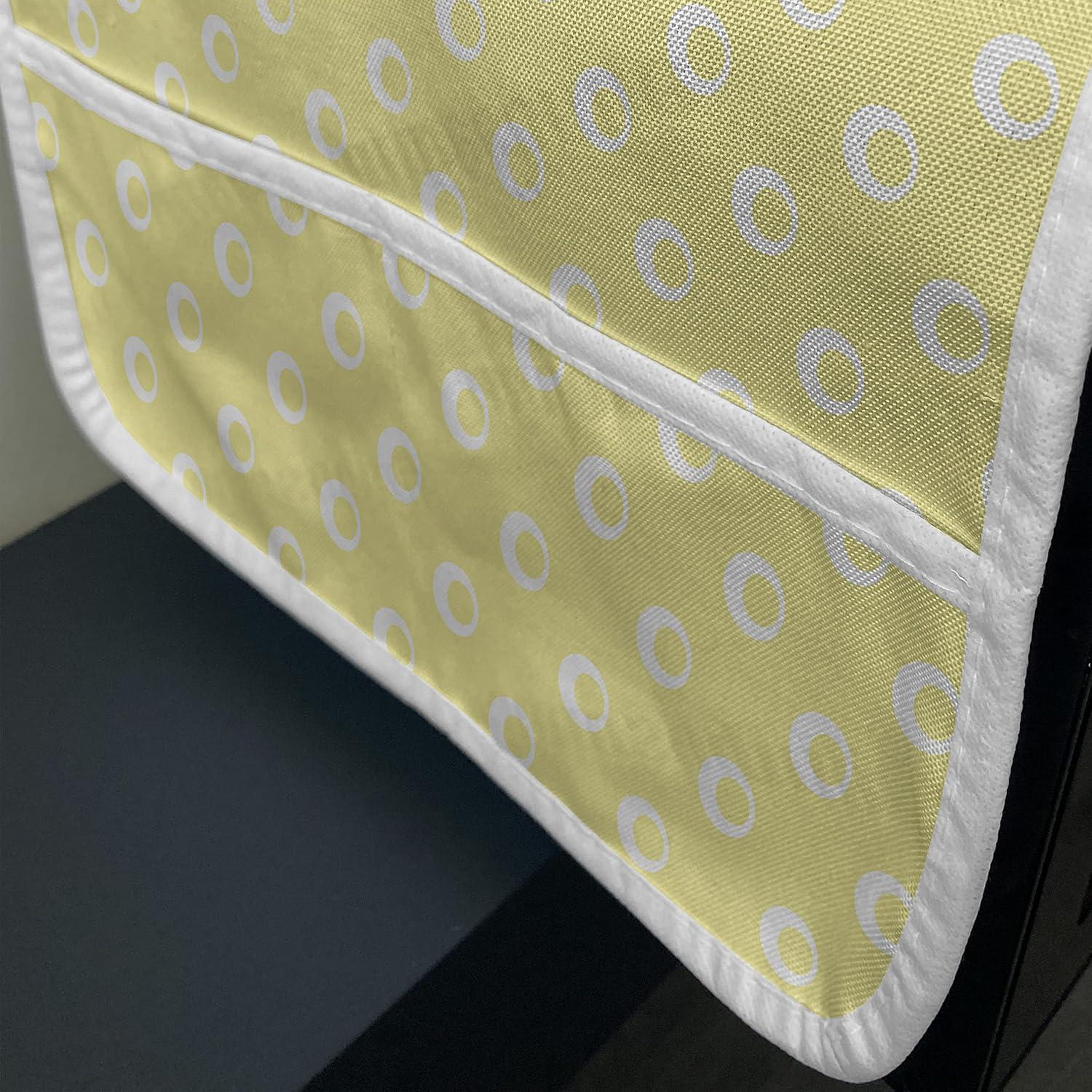 imageAmbesonne Vintage Valentine Microwave Oven Cover Hearts and Rounds on Curvilinear Lines Water Resistant Organizer with Pockets for Kitchen 36 x 12 Pale Pink PinkPastel Yellow and White