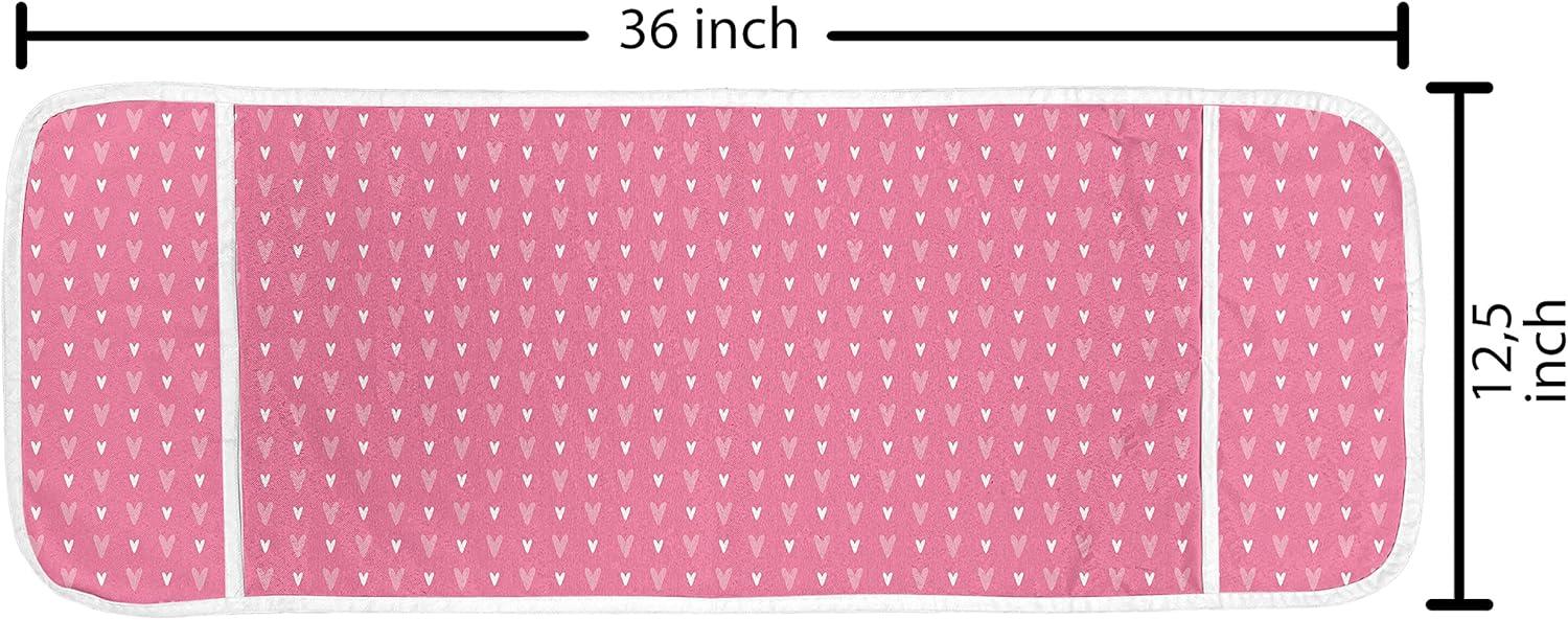 imageAmbesonne Vintage Valentine Microwave Oven Cover Hearts and Rounds on Curvilinear Lines Water Resistant Organizer with Pockets for Kitchen 36 x 12 Pale Pink PinkPink Pale Pink and White