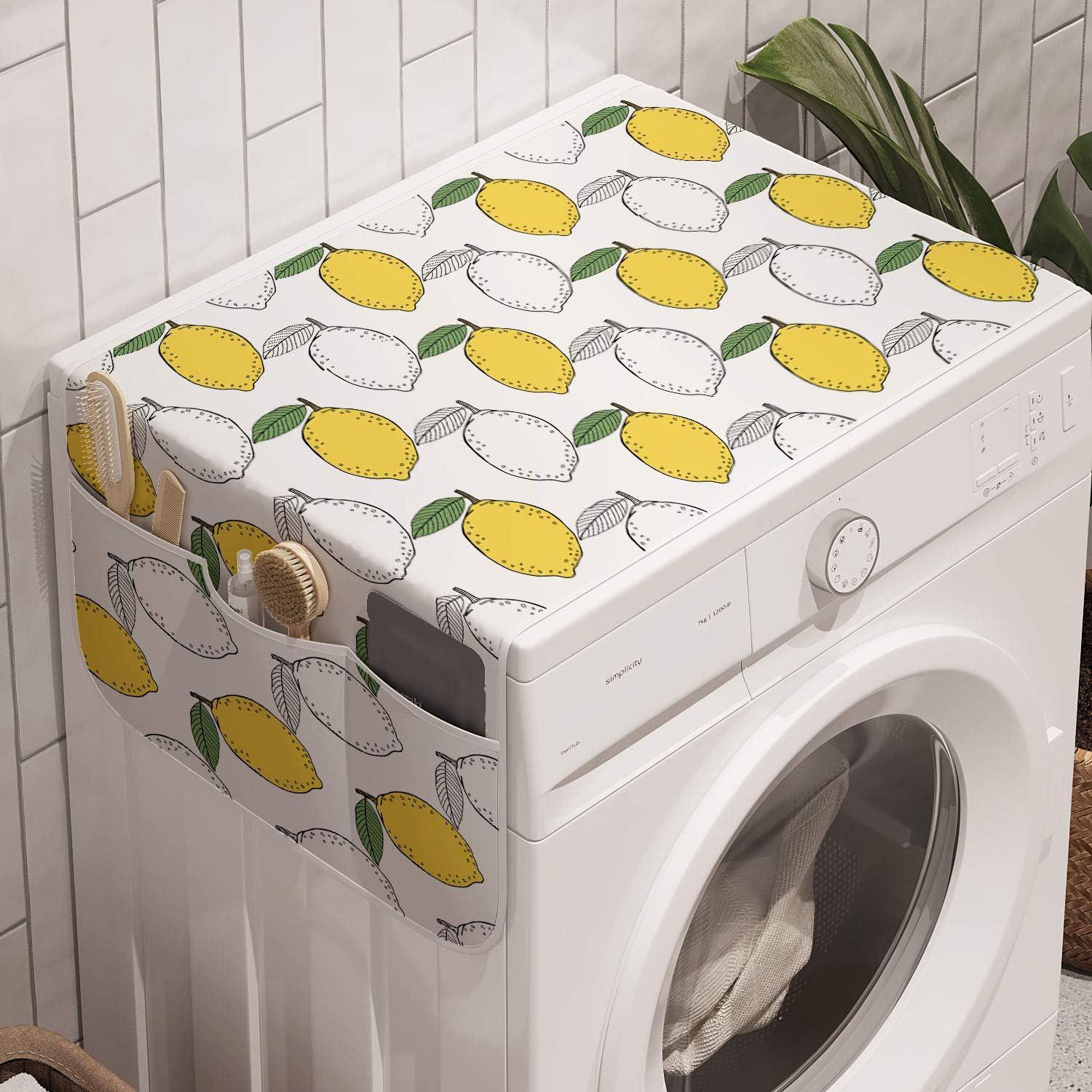 imageAmbesonne Vintage Valentine Microwave Oven Cover Hearts and Rounds on Curvilinear Lines Water Resistant Organizer with Pockets for Kitchen 36 x 12 Pale Pink PinkMustard Peacock Green