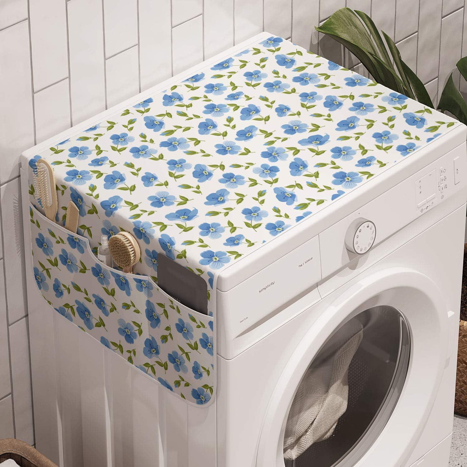 imageAmbesonne Vintage Valentine Microwave Oven Cover Hearts and Rounds on Curvilinear Lines Water Resistant Organizer with Pockets for Kitchen 36 x 12 Pale Pink PinkPale Blue White Green