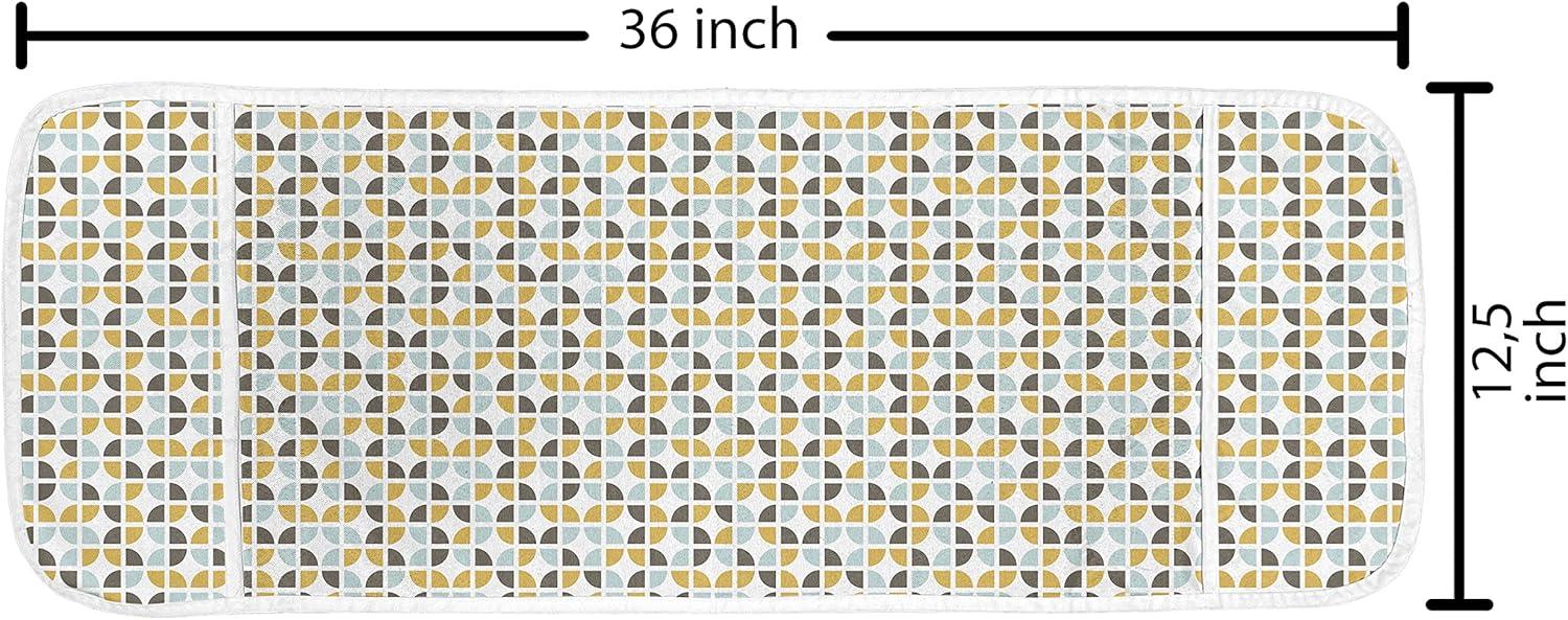 imageAmbesonne Vintage Valentine Microwave Oven Cover Hearts and Rounds on Curvilinear Lines Water Resistant Organizer with Pockets for Kitchen 36 x 12 Pale Pink PinkYellow Pale Seafoam White