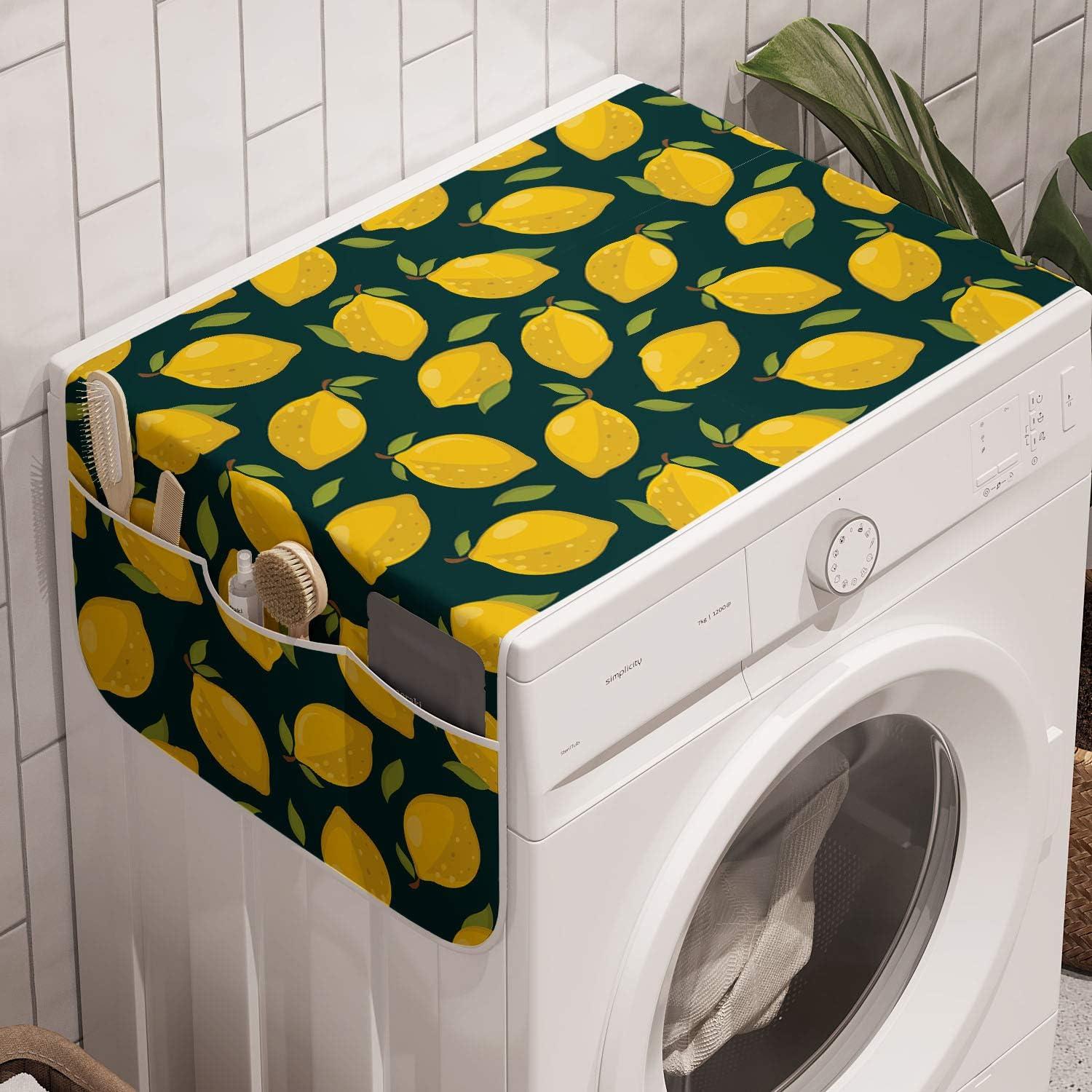 imageAmbesonne Vintage Valentine Microwave Oven Cover Hearts and Rounds on Curvilinear Lines Water Resistant Organizer with Pockets for Kitchen 36 x 12 Pale Pink PinkDark Teal Yellow