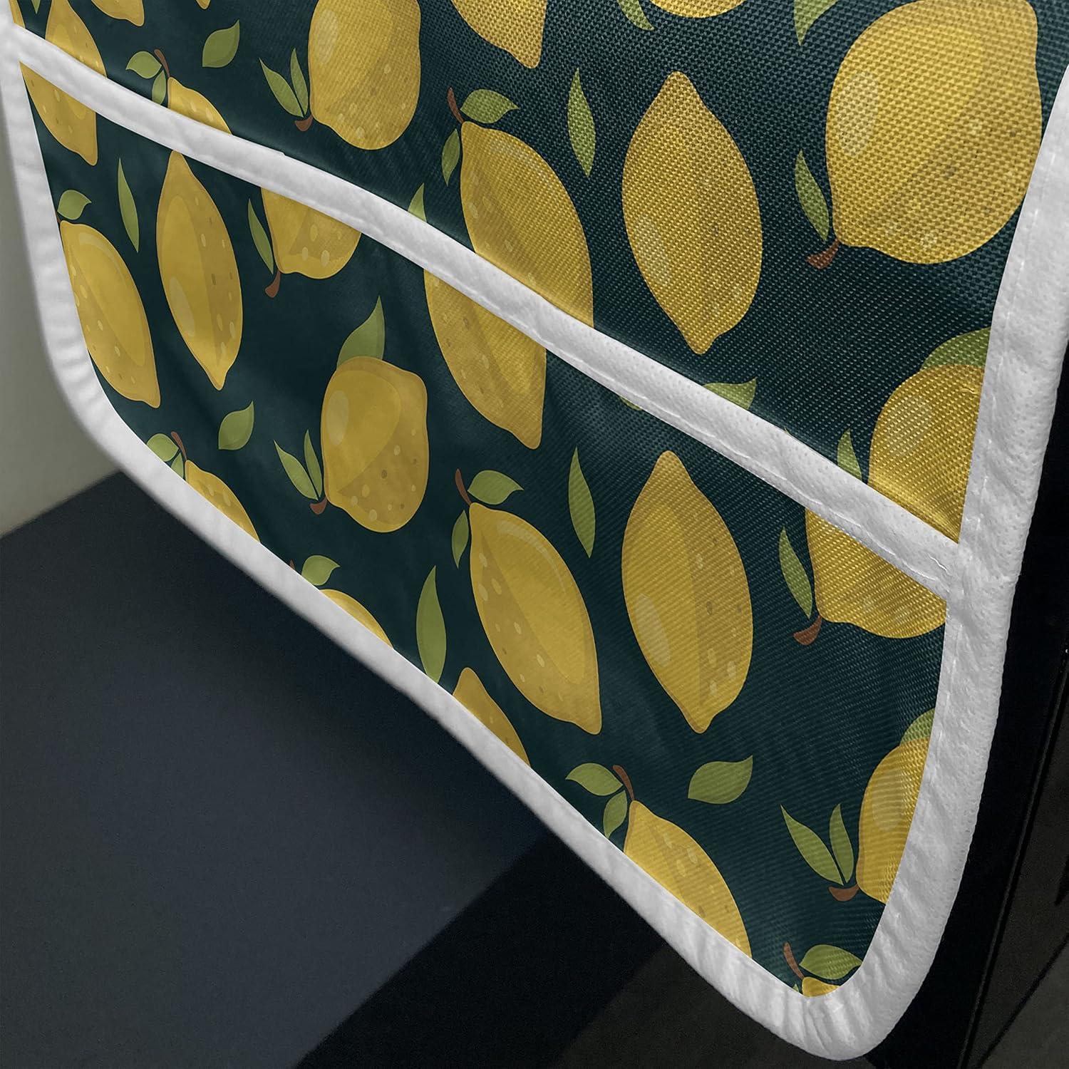 imageAmbesonne Vintage Valentine Microwave Oven Cover Hearts and Rounds on Curvilinear Lines Water Resistant Organizer with Pockets for Kitchen 36 x 12 Pale Pink PinkDark Teal Yellow