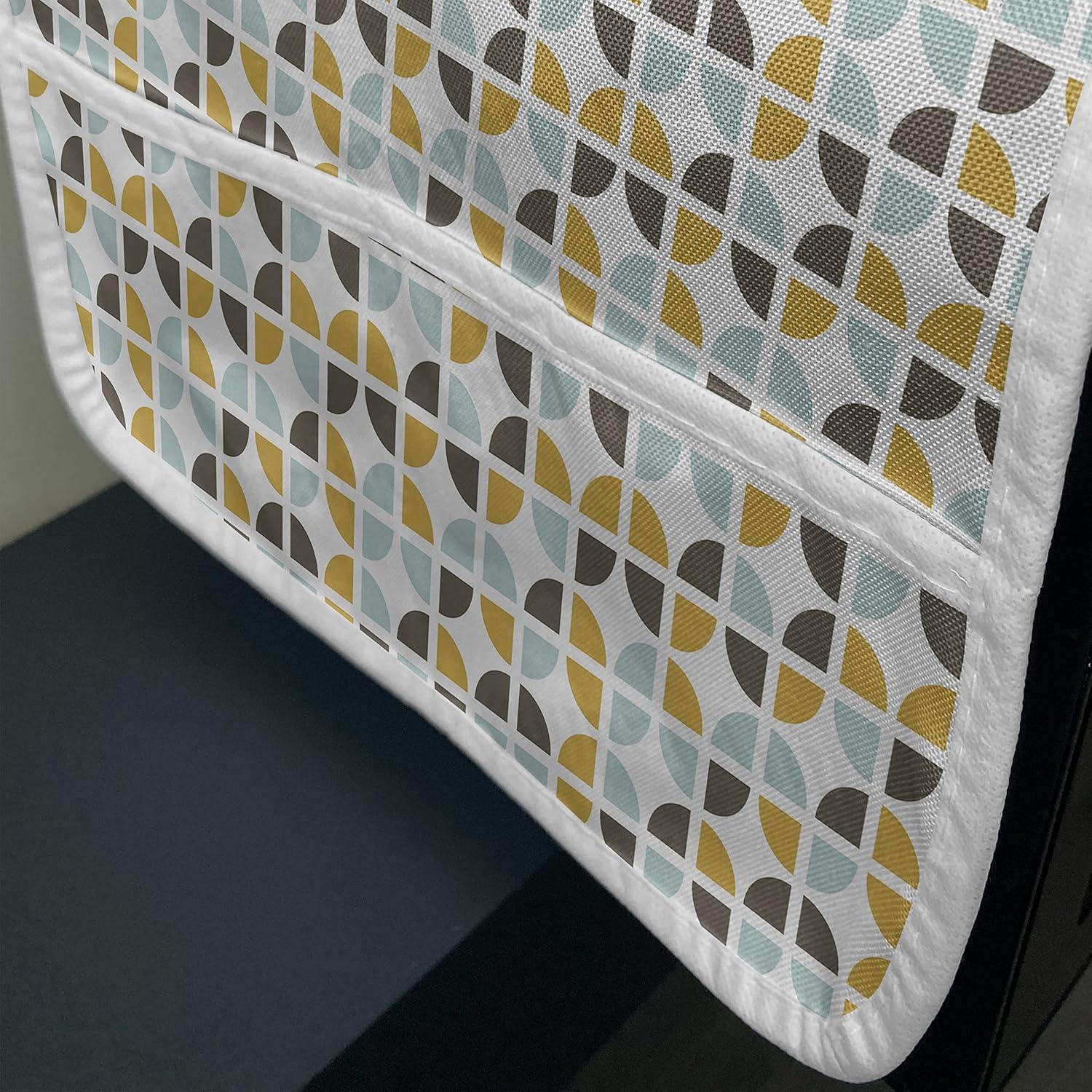 imageAmbesonne Vintage Valentine Microwave Oven Cover Hearts and Rounds on Curvilinear Lines Water Resistant Organizer with Pockets for Kitchen 36 x 12 Pale Pink PinkYellow Pale Seafoam White