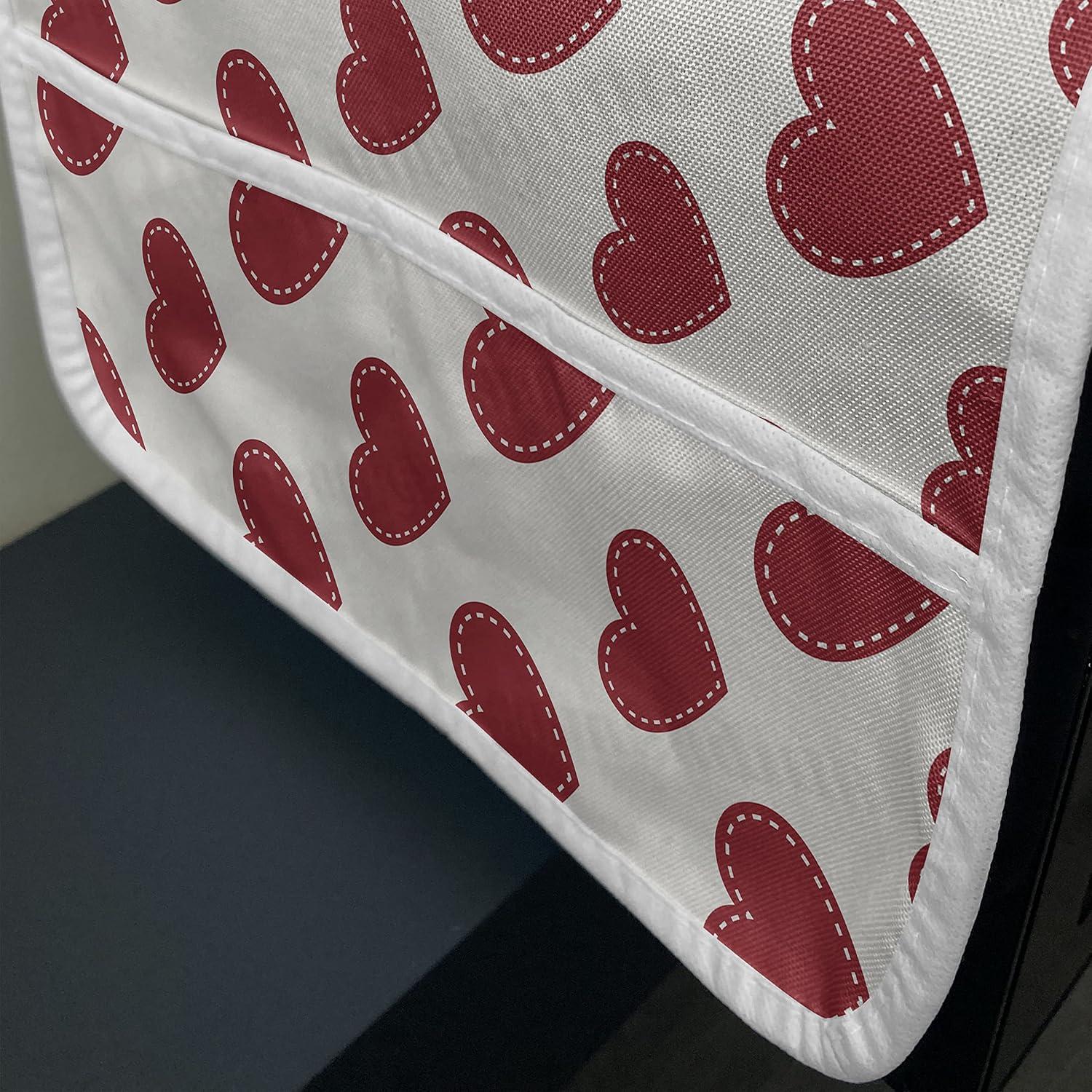 imageAmbesonne Vintage Valentine Microwave Oven Cover Hearts and Rounds on Curvilinear Lines Water Resistant Organizer with Pockets for Kitchen 36 x 12 Pale Pink PinkVermilion Off White