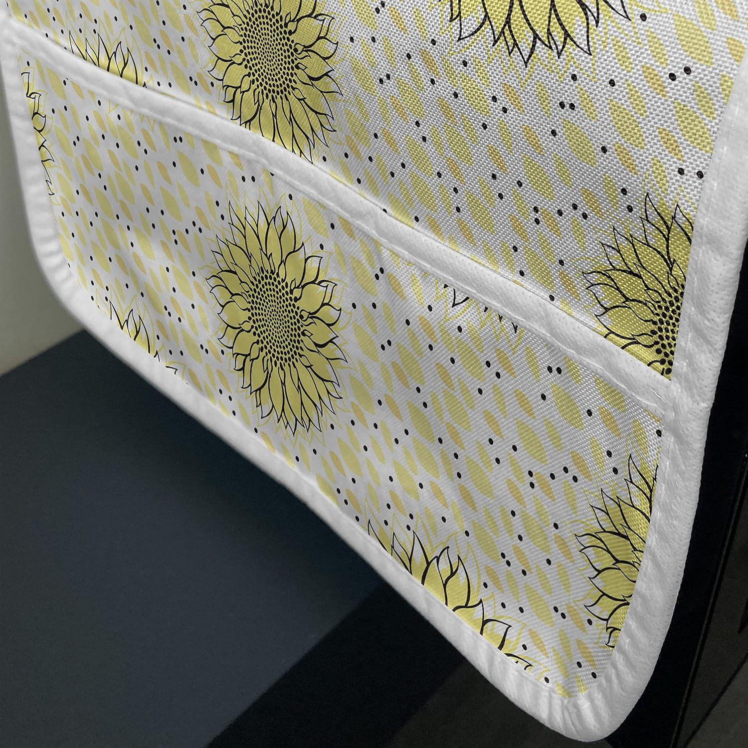 imageAmbesonne Vintage Valentine Microwave Oven Cover Hearts and Rounds on Curvilinear Lines Water Resistant Organizer with Pockets for Kitchen 36 x 12 Pale Pink PinkPastel Yellow Dark Grey