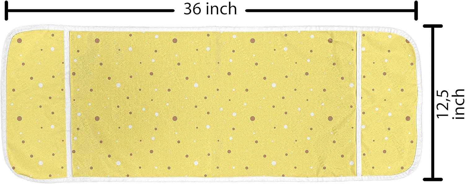 imageAmbesonne Vintage Valentine Microwave Oven Cover Hearts and Rounds on Curvilinear Lines Water Resistant Organizer with Pockets for Kitchen 36 x 12 Pale Pink PinkPastel Yellow Pale Brown