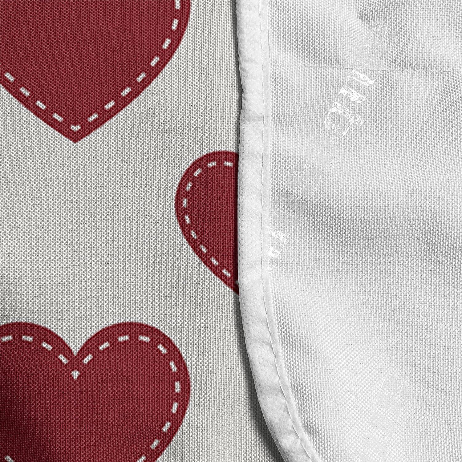 imageAmbesonne Vintage Valentine Microwave Oven Cover Hearts and Rounds on Curvilinear Lines Water Resistant Organizer with Pockets for Kitchen 36 x 12 Pale Pink PinkVermilion Off White