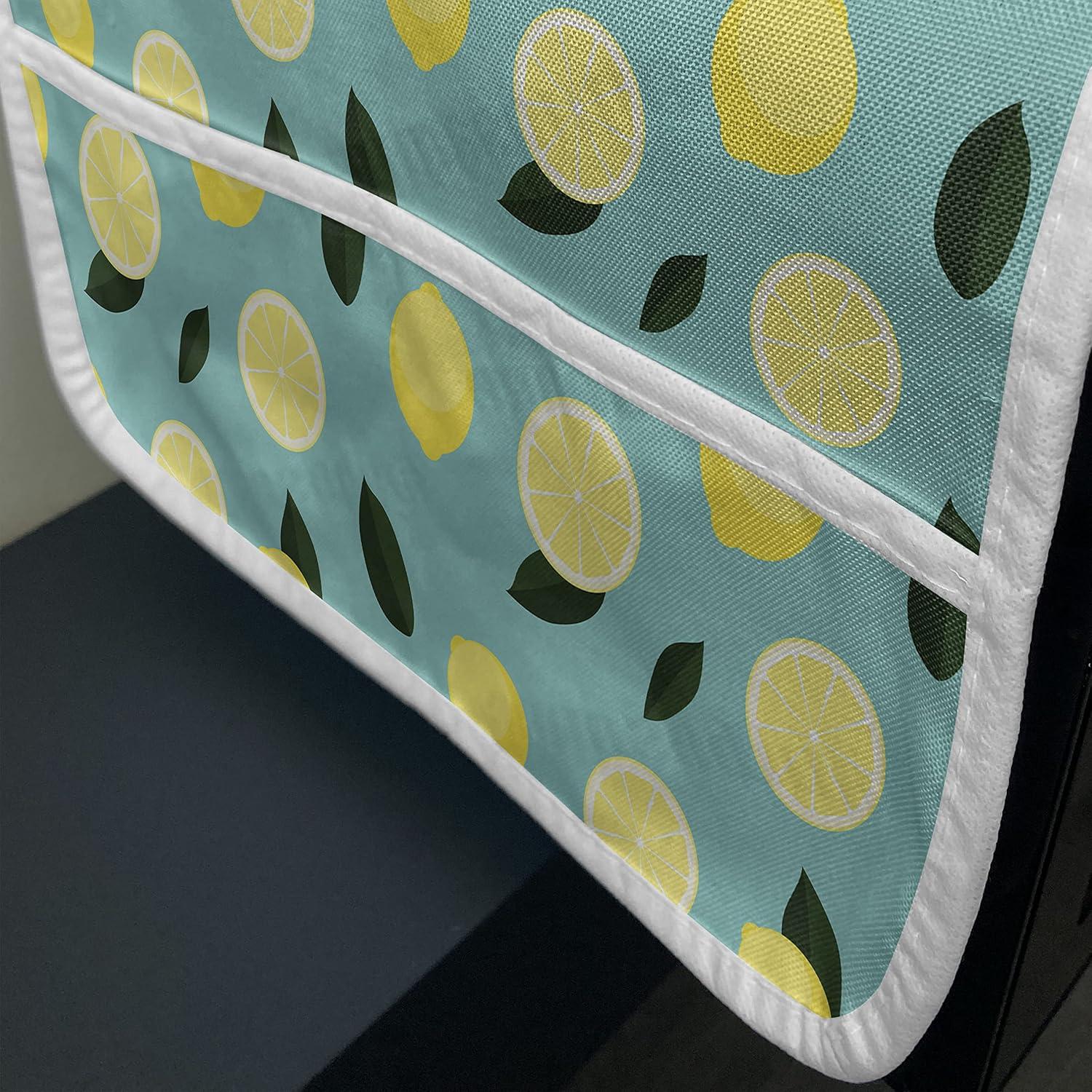 imageAmbesonne Vintage Valentine Microwave Oven Cover Hearts and Rounds on Curvilinear Lines Water Resistant Organizer with Pockets for Kitchen 36 x 12 Pale Pink PinkEmerald Pastel Yellow