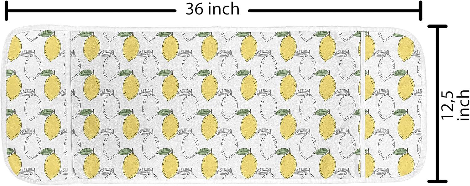 imageAmbesonne Vintage Valentine Microwave Oven Cover Hearts and Rounds on Curvilinear Lines Water Resistant Organizer with Pockets for Kitchen 36 x 12 Pale Pink PinkMustard Peacock Green