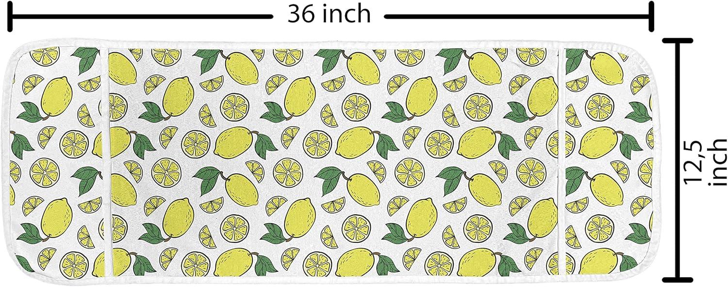 imageAmbesonne Vintage Valentine Microwave Oven Cover Hearts and Rounds on Curvilinear Lines Water Resistant Organizer with Pockets for Kitchen 36 x 12 Pale Pink PinkYellow and Green