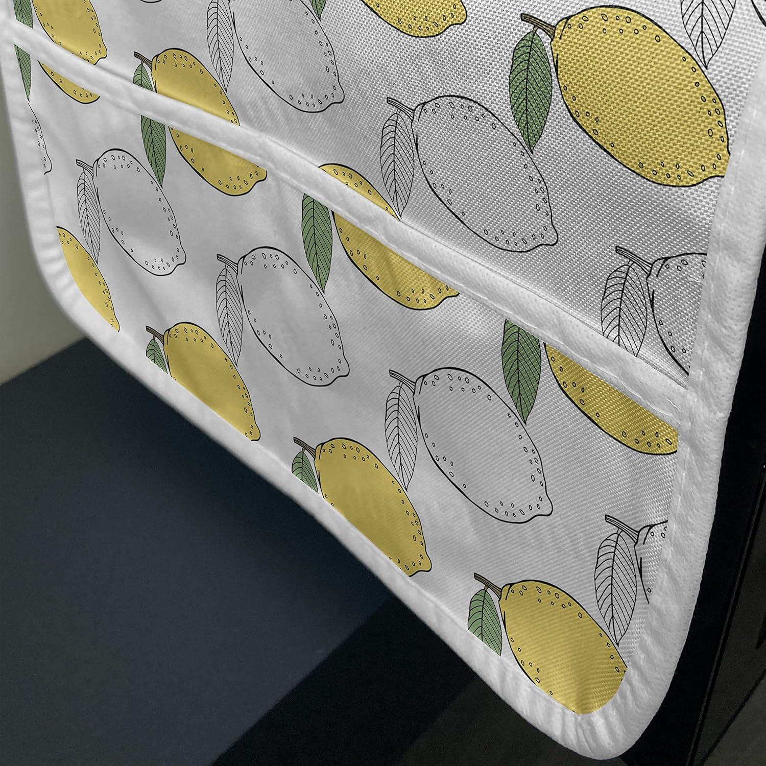 imageAmbesonne Vintage Valentine Microwave Oven Cover Hearts and Rounds on Curvilinear Lines Water Resistant Organizer with Pockets for Kitchen 36 x 12 Pale Pink PinkMustard Peacock Green