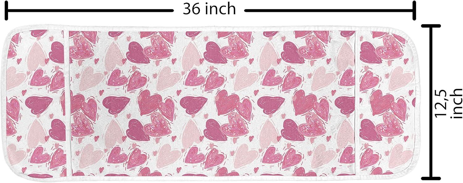 imageAmbesonne Vintage Valentine Microwave Oven Cover Hearts and Rounds on Curvilinear Lines Water Resistant Organizer with Pockets for Kitchen 36 x 12 Pale Pink PinkPink and Rose