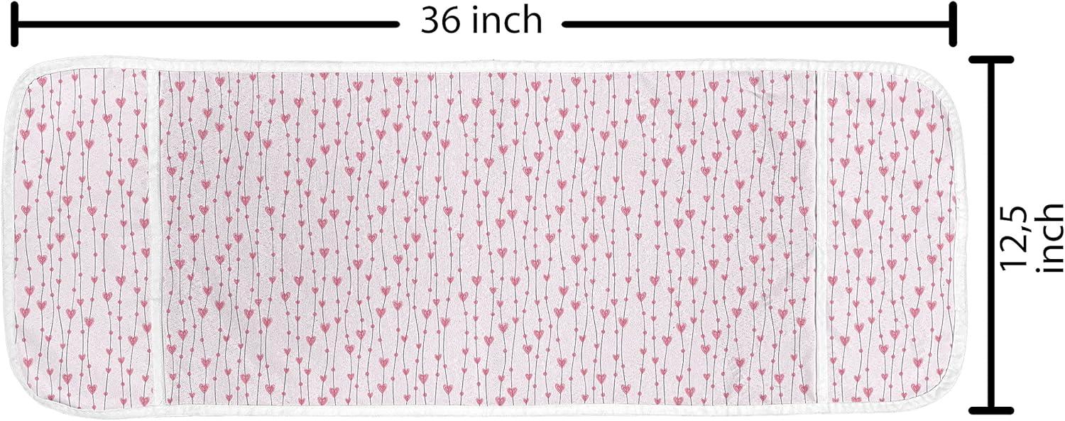 imageAmbesonne Vintage Valentine Microwave Oven Cover Hearts and Rounds on Curvilinear Lines Water Resistant Organizer with Pockets for Kitchen 36 x 12 Pale Pink PinkPale Pink Pink