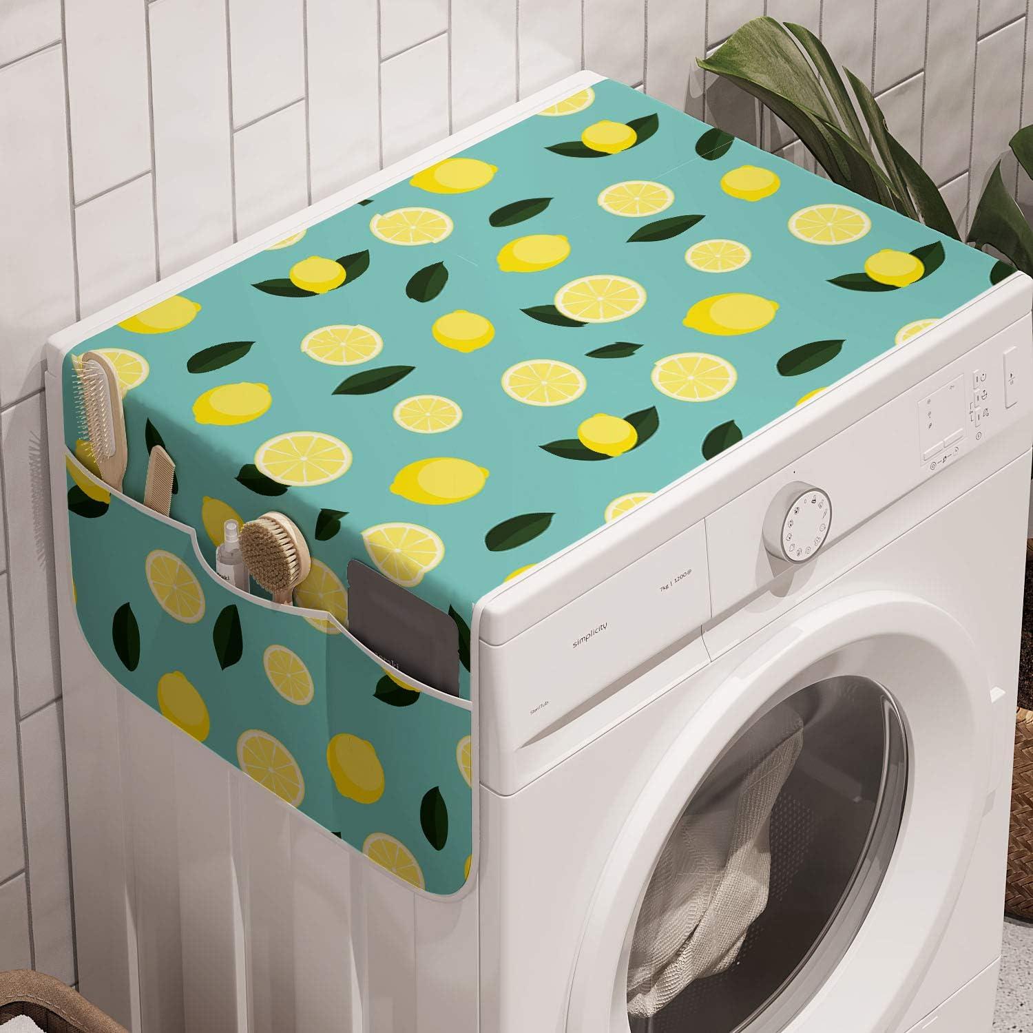 imageAmbesonne Vintage Valentine Microwave Oven Cover Hearts and Rounds on Curvilinear Lines Water Resistant Organizer with Pockets for Kitchen 36 x 12 Pale Pink PinkEmerald Pastel Yellow