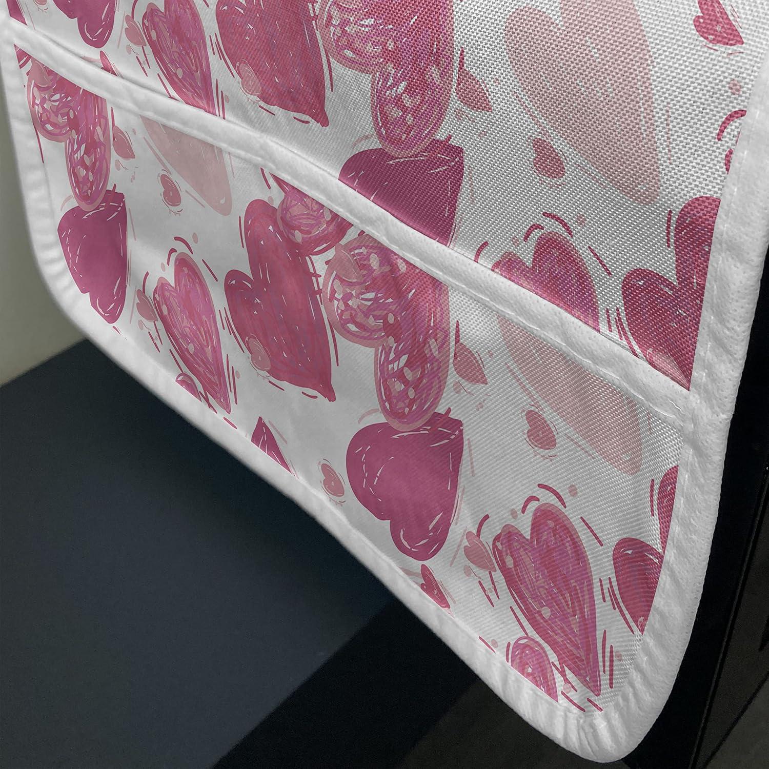 imageAmbesonne Vintage Valentine Microwave Oven Cover Hearts and Rounds on Curvilinear Lines Water Resistant Organizer with Pockets for Kitchen 36 x 12 Pale Pink PinkPink and Rose