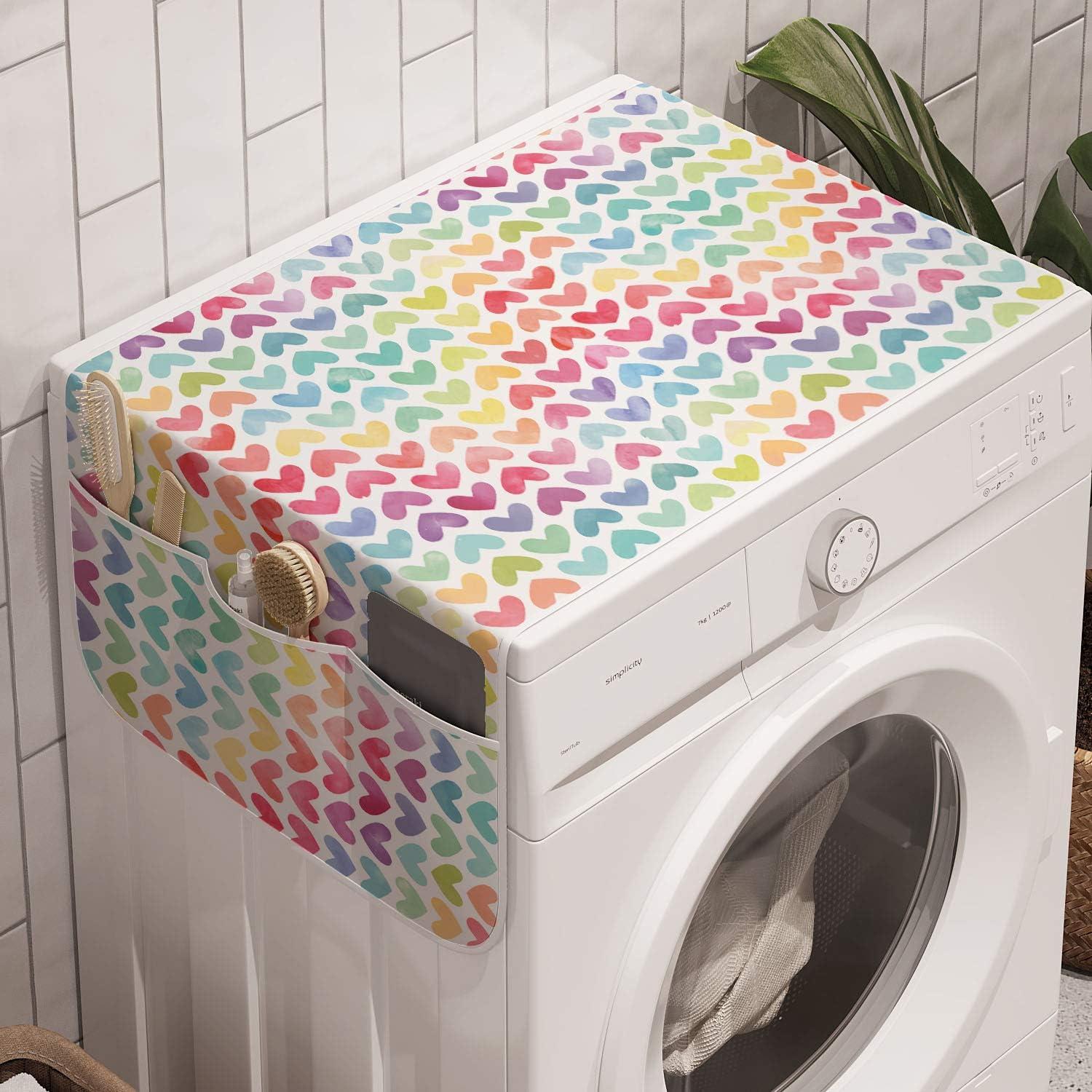 imageAmbesonne Watercolor Microwave Oven Cover Valentines Day Theme Colorful Little Hearts Vibrant Paintbrush Effect Water Resistant Organizer with Pockets for Kitchen 36 x 12 MulticolorMulticolor