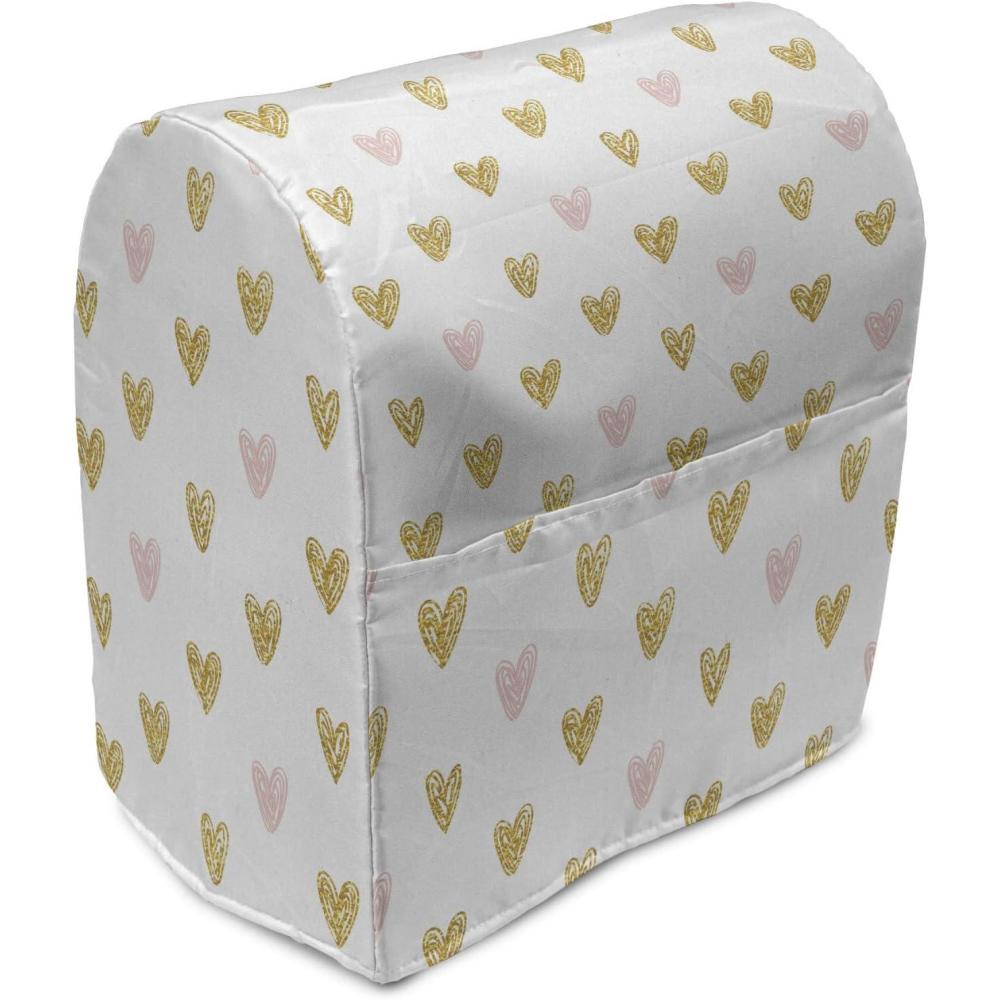 imageAmbesonne Pink Hearts Stand Mixer Cover Evenly Arranged Hand Sketched Hearts Illustration Valentine Kitchen Appliance Organizer Bag Cover with a Pocket 68 Quarts Pale Earth Yellow Rose